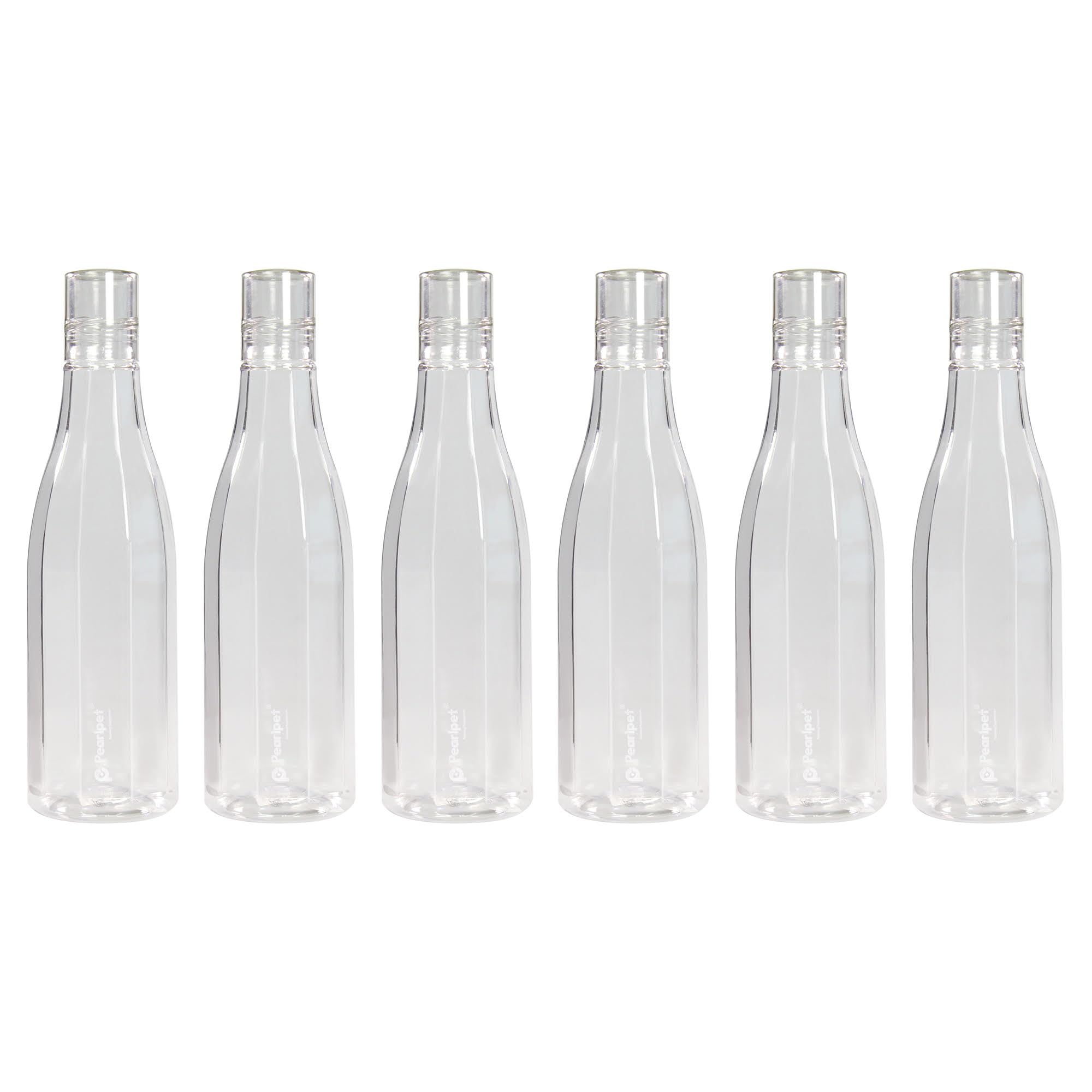 Pearlpet Azzure Bpa-Free Plastic Water Bottle Set Of 6 Pcs, Each 1000Ml, Transparent