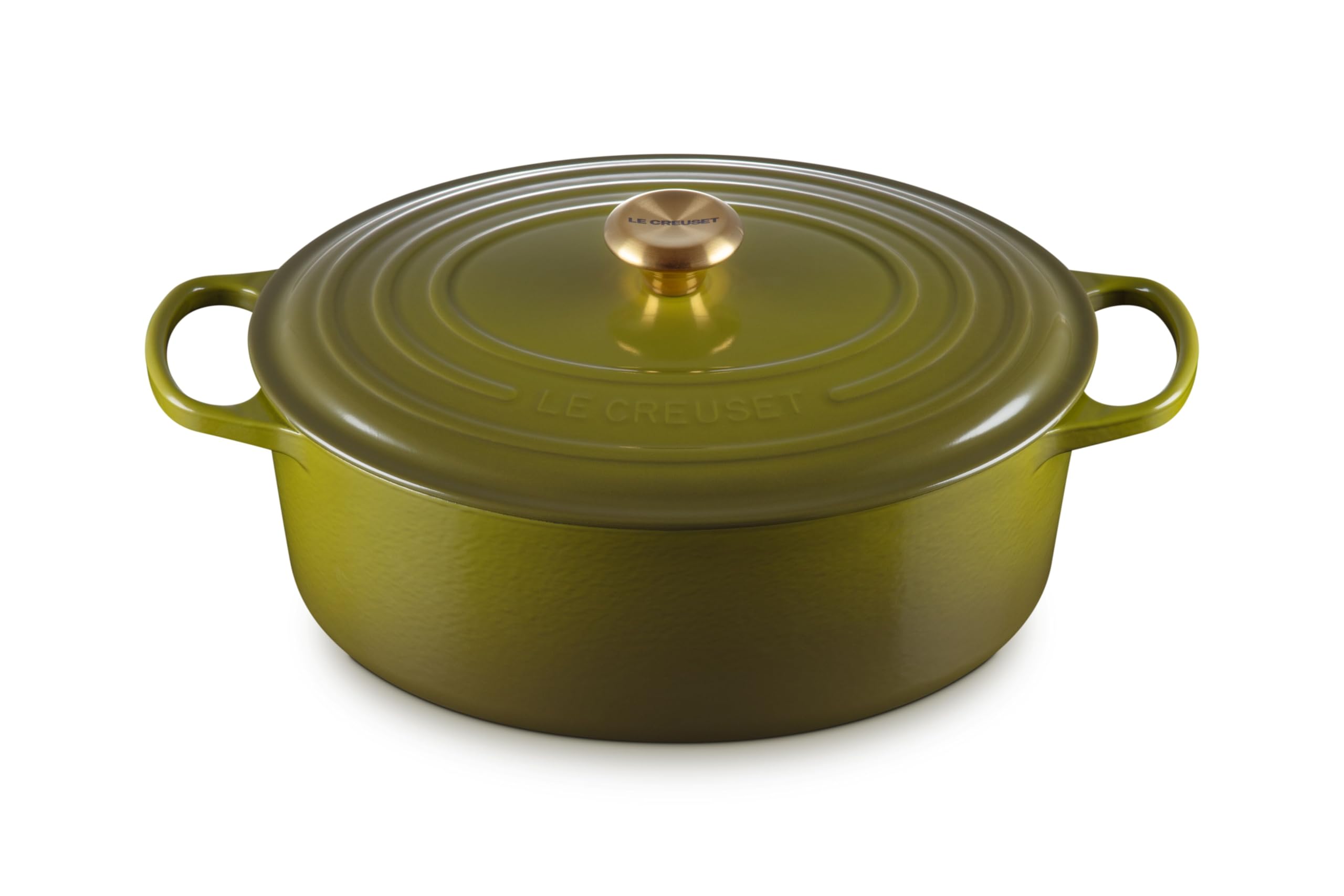Le Creuset Enameled Cast Iron Signature Oval Dutch Oven, 8 Qt., Olive With Gold Knob