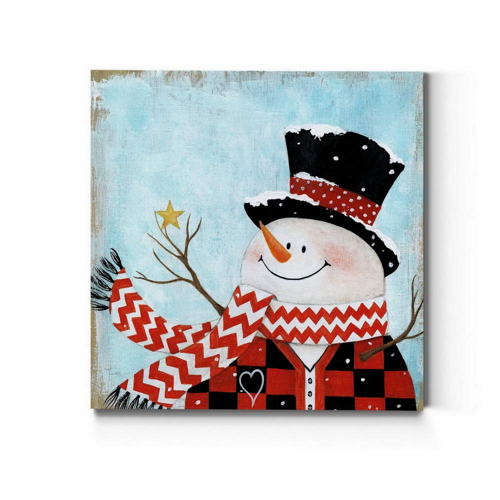 Renditions Gallery Sweet Snowman (2) Wall Art, Christmas & Winter Artwork, Retro Weathered Paint & Wood Effect, Premium Gallery
