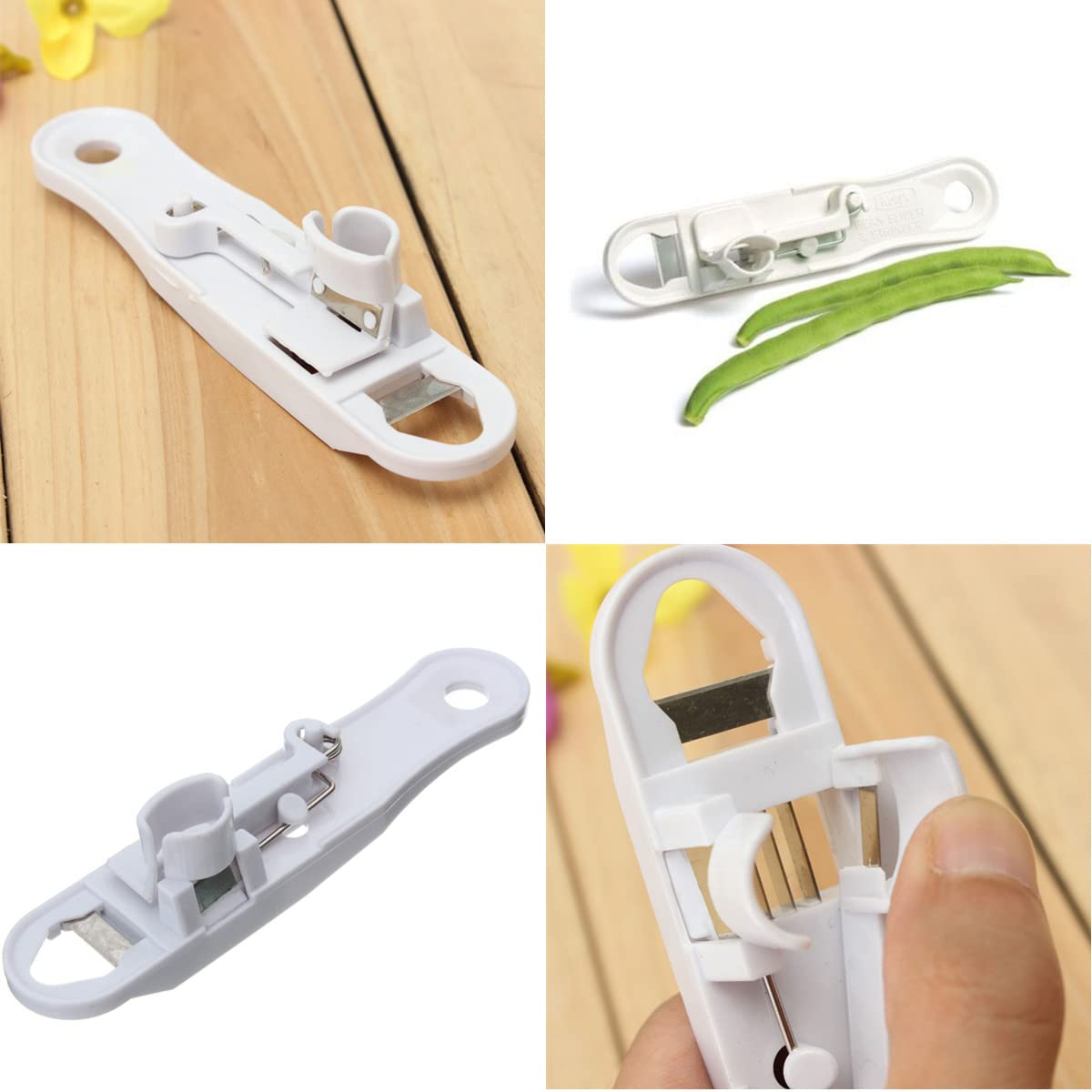 KUJOBUY French Bean Slicer - Portable Green Bean Peeler, White, French Cut Model