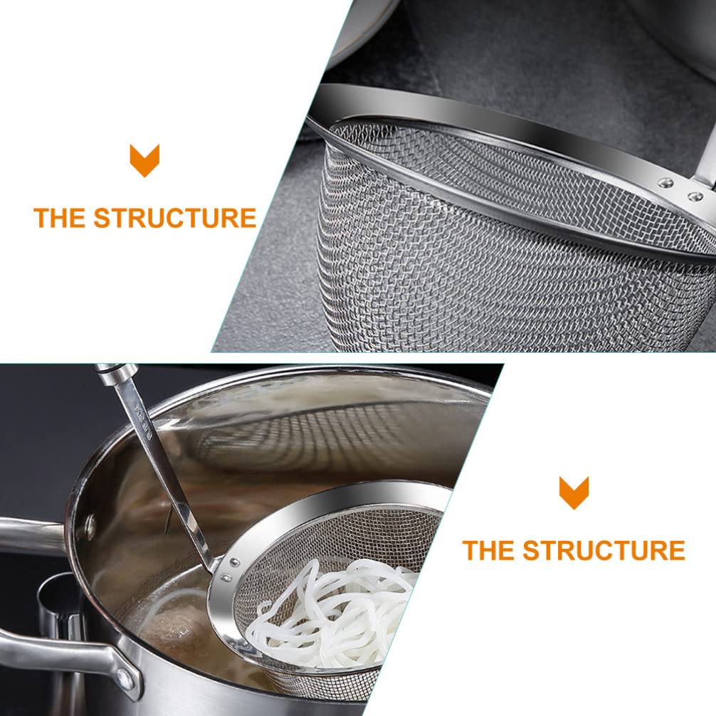 Hemoton Stainless Steel Pasta Basket Mesh Spider Food Dumpling Noodle Strainer Deep Basket Fine Mesh Skimmer Kitchen Fine Sieve