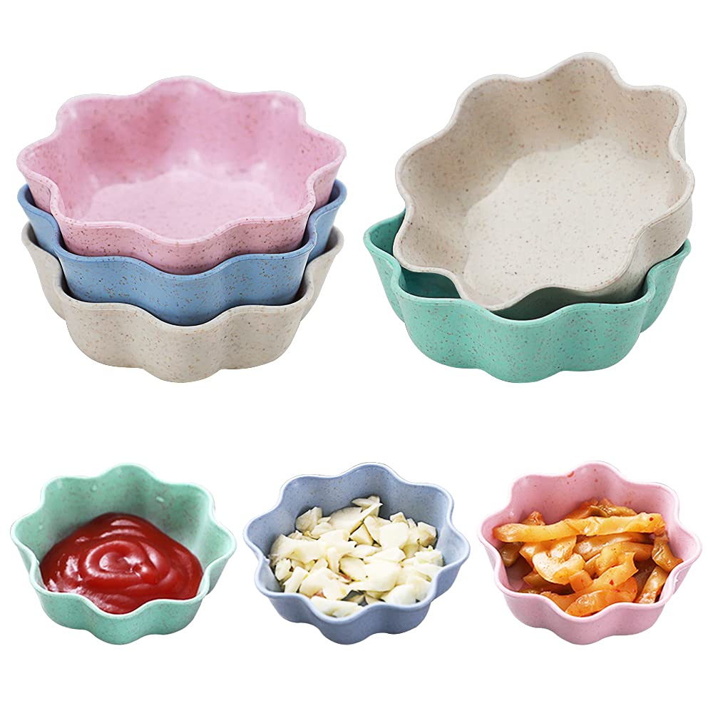 Tie-Dailynec 8 Pack Dipping Sauce Dish Seasoning Dish, Soy Sauce Dishes Plastic Dipping Bowls Multicolor Mini Appetizer Plates