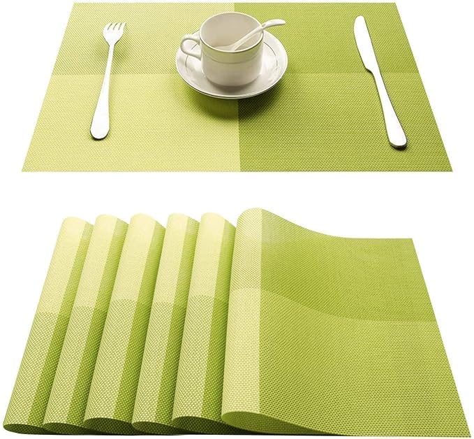 Placemats for Dining Tables, HeatResistant Placemat Stain Resistant AntiSkid Washable PVC Table Mats, Vinyl Placemats for Dini