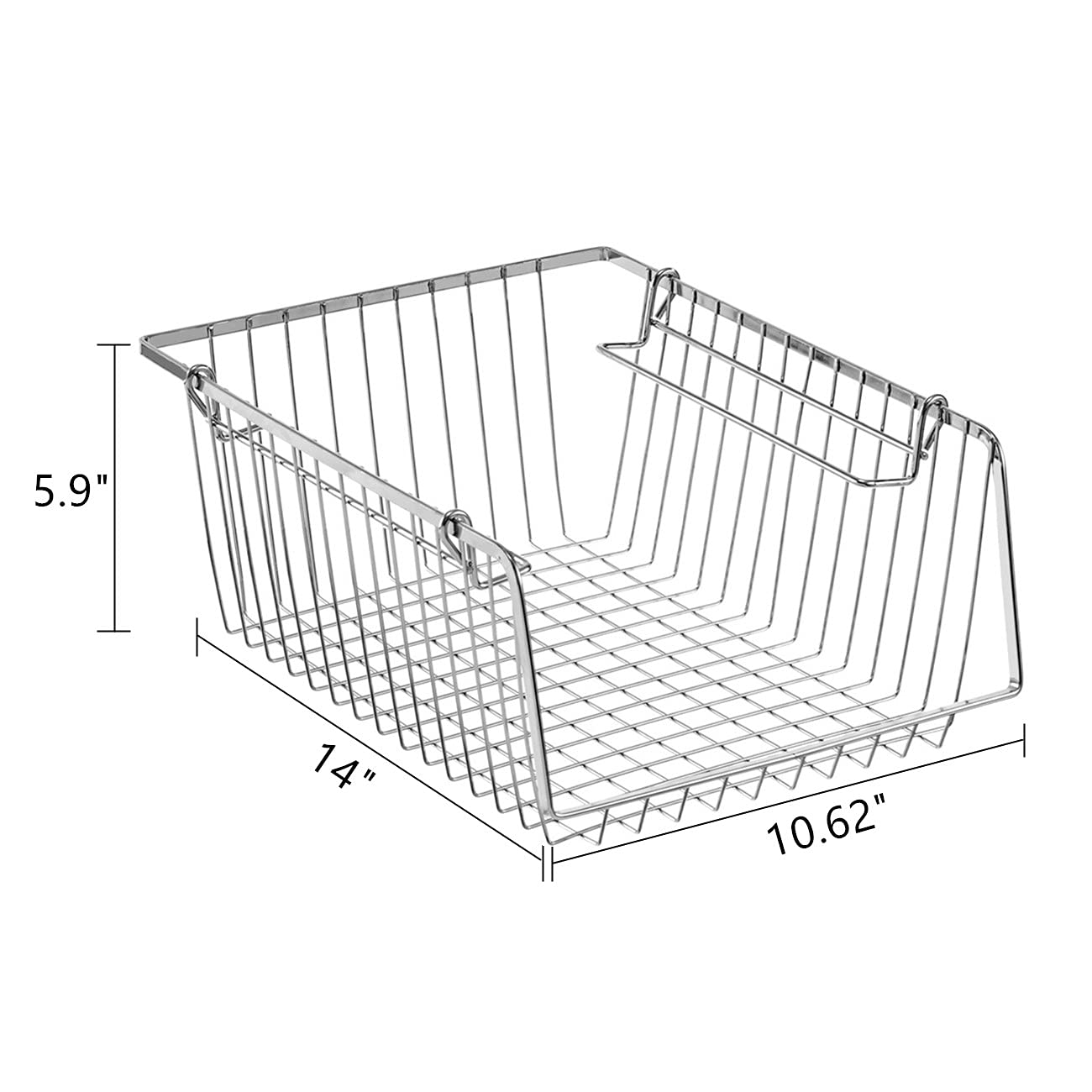 Sanno 14'' Stacking Baskets Bin Wire Storage Baskets Organization Farmhouse Scoop Baksket For Pantry, Kitchen, Closets, Bathroom