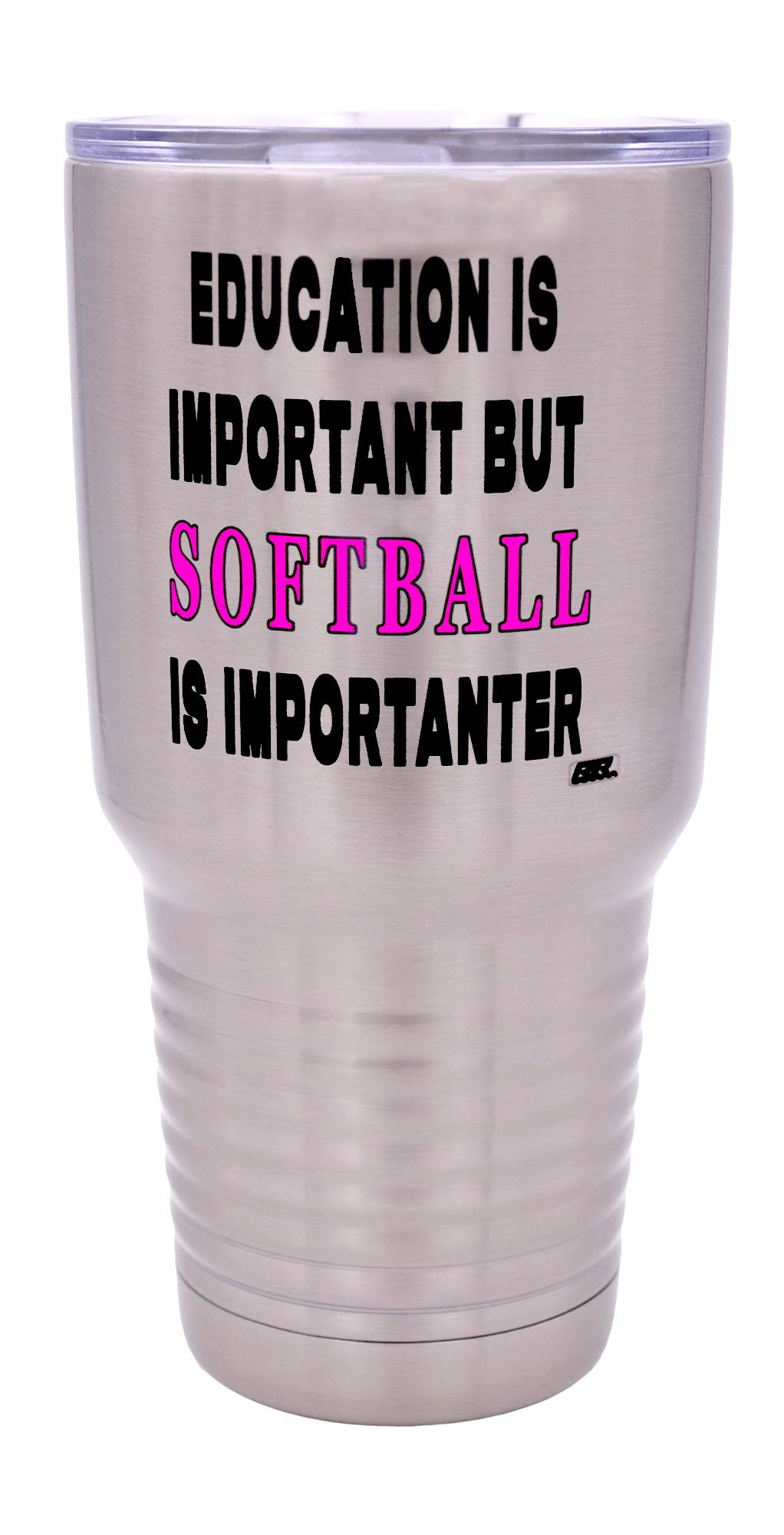 Rogue River Tactical Funny Softball Player 30 Oz. Travel Tumbler Mug Cup W/Lid Education Important Gift Idea