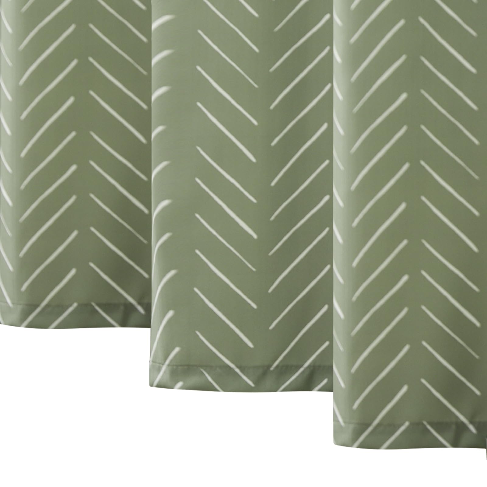 Jinchan Sage Green Shower Curtain Herringbone Fabric Shower Curtain Zig Zag Chevron White Striped Fall Zigzag Modern 84 Inch Sho
