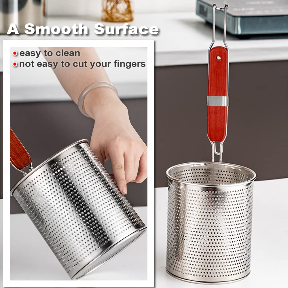 Tenta Kitchen Micro-Perforated Stainless Steel Pasta Basket Mesh Spider Food Dumpling Noodle Strainer,Fine Mesh Skimmer Kitchen