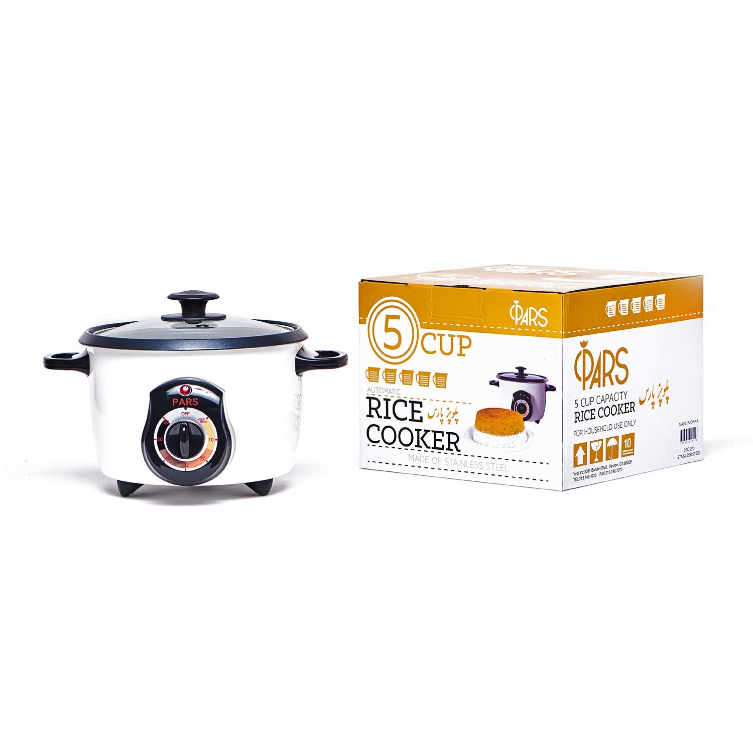 Pars Automatic Persian Rice Cooker - Tahdig Rice Maker Perfect Rice Crust, 5 Cup