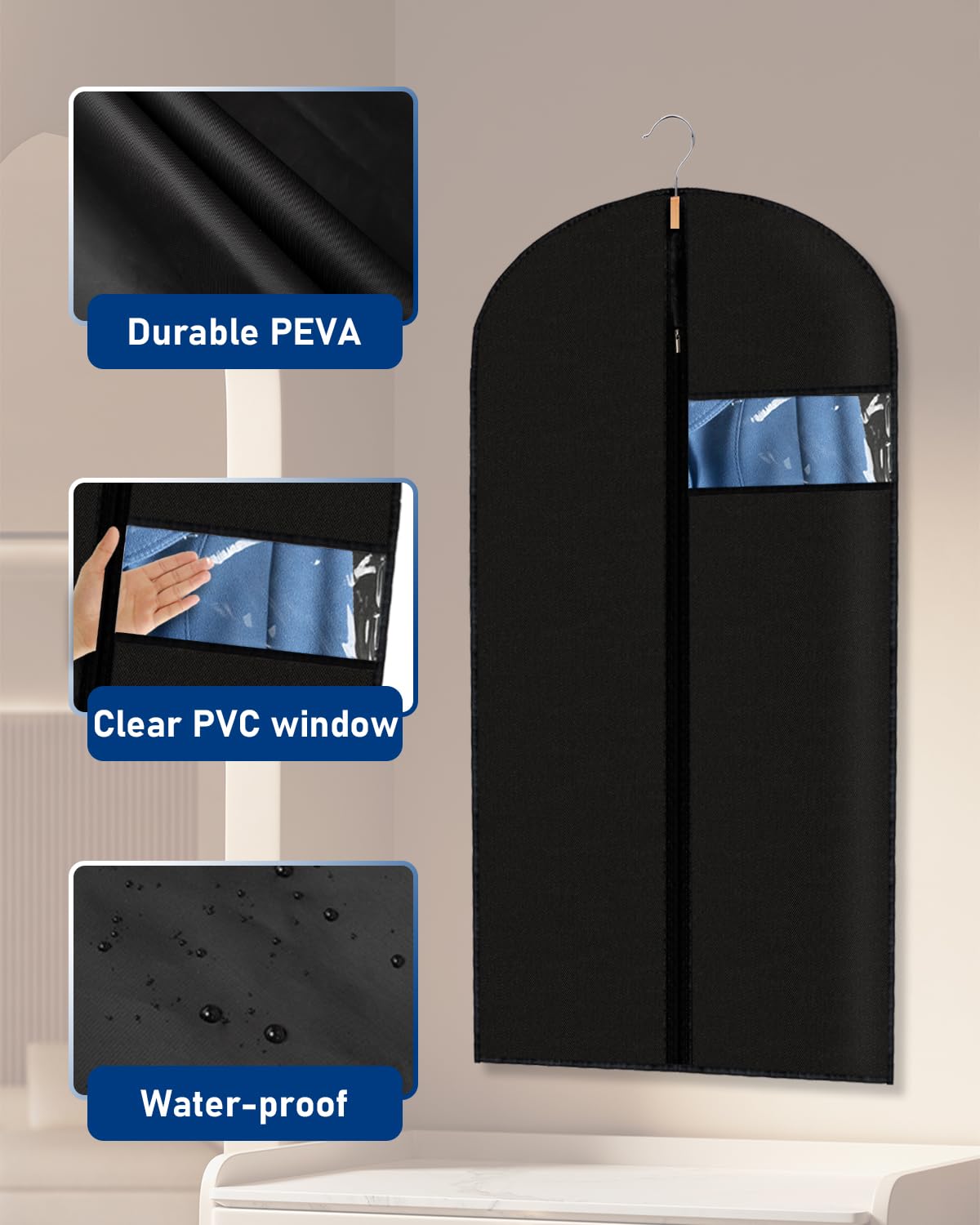 Garment Bags Garment Covers 24 X 43 Inch, 2 Packs Peva Suit Bags For Hanging Clothes, Suit Covers On Closet Or Travel For Suits,