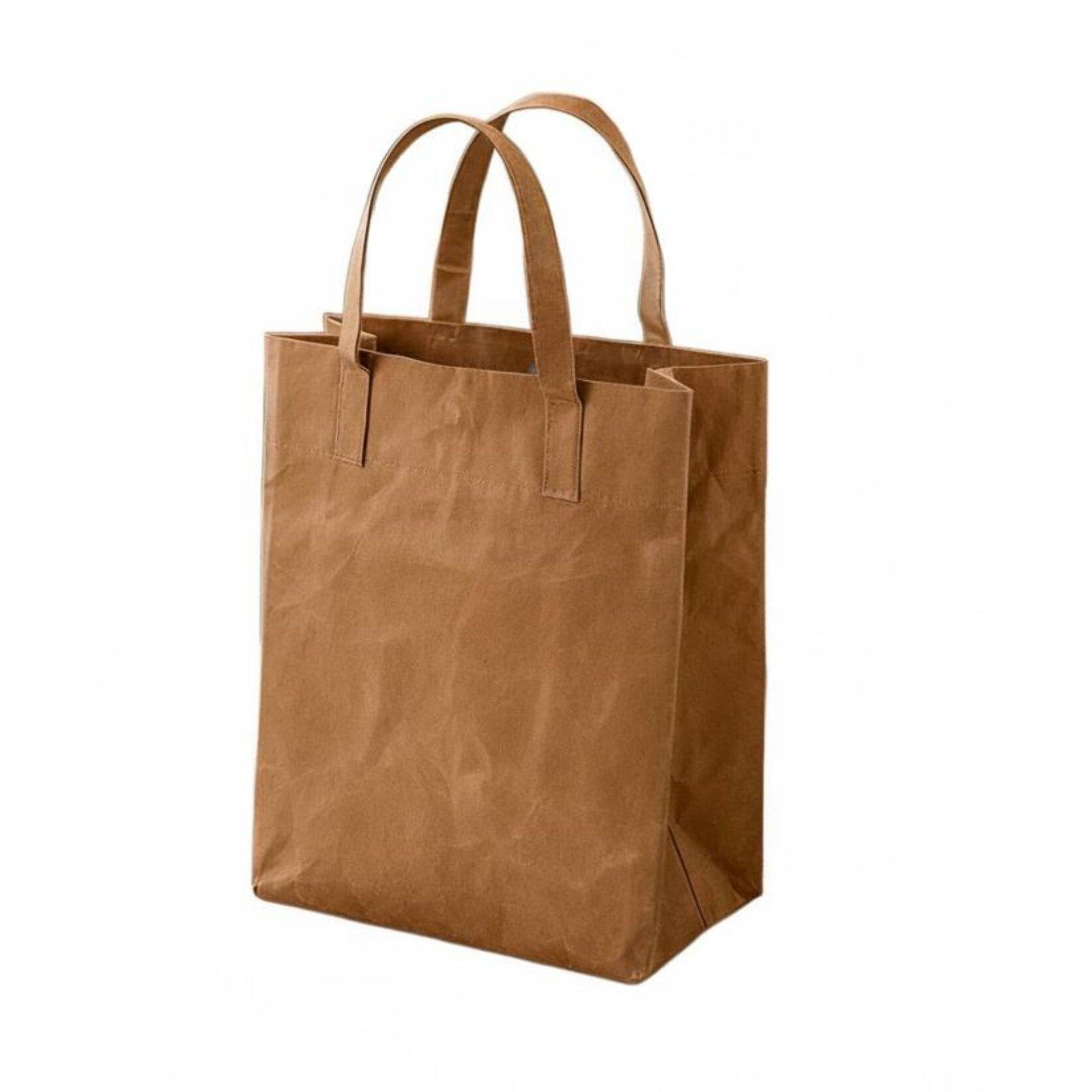 Heavenglow Reusable Paper Bag Large Capacity Brown Paper Tote Bag TearResistant Handbag For Office Workers, Students L|Reusable