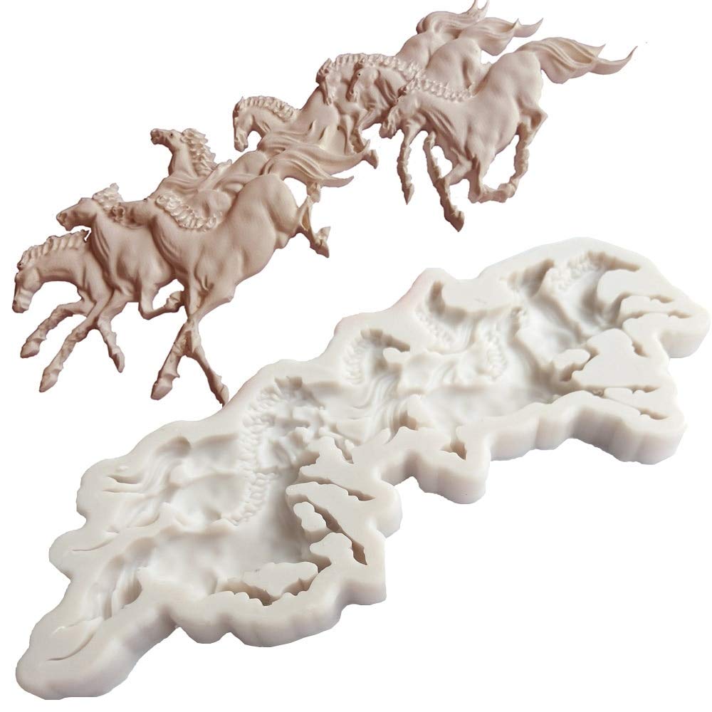 Animals Run Horse Shape Fondant Diy 3D Cute Cake Silicone Mold Tools For Make Chocolates Hard Candies Desserts Ice Candles Cake