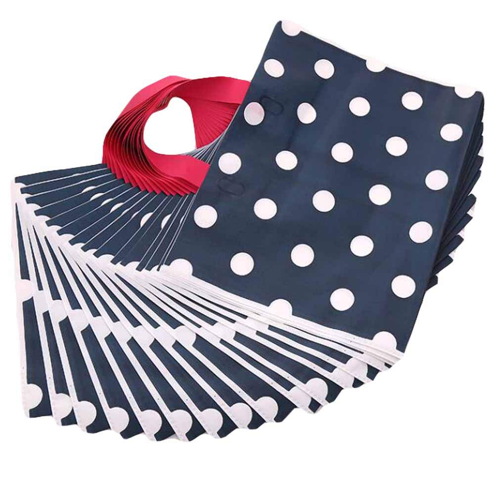 Panda Legends Blue Polka Dot  48 Pieces Plastic Retail Shopping Bags Boutique Bags Tote Bag
