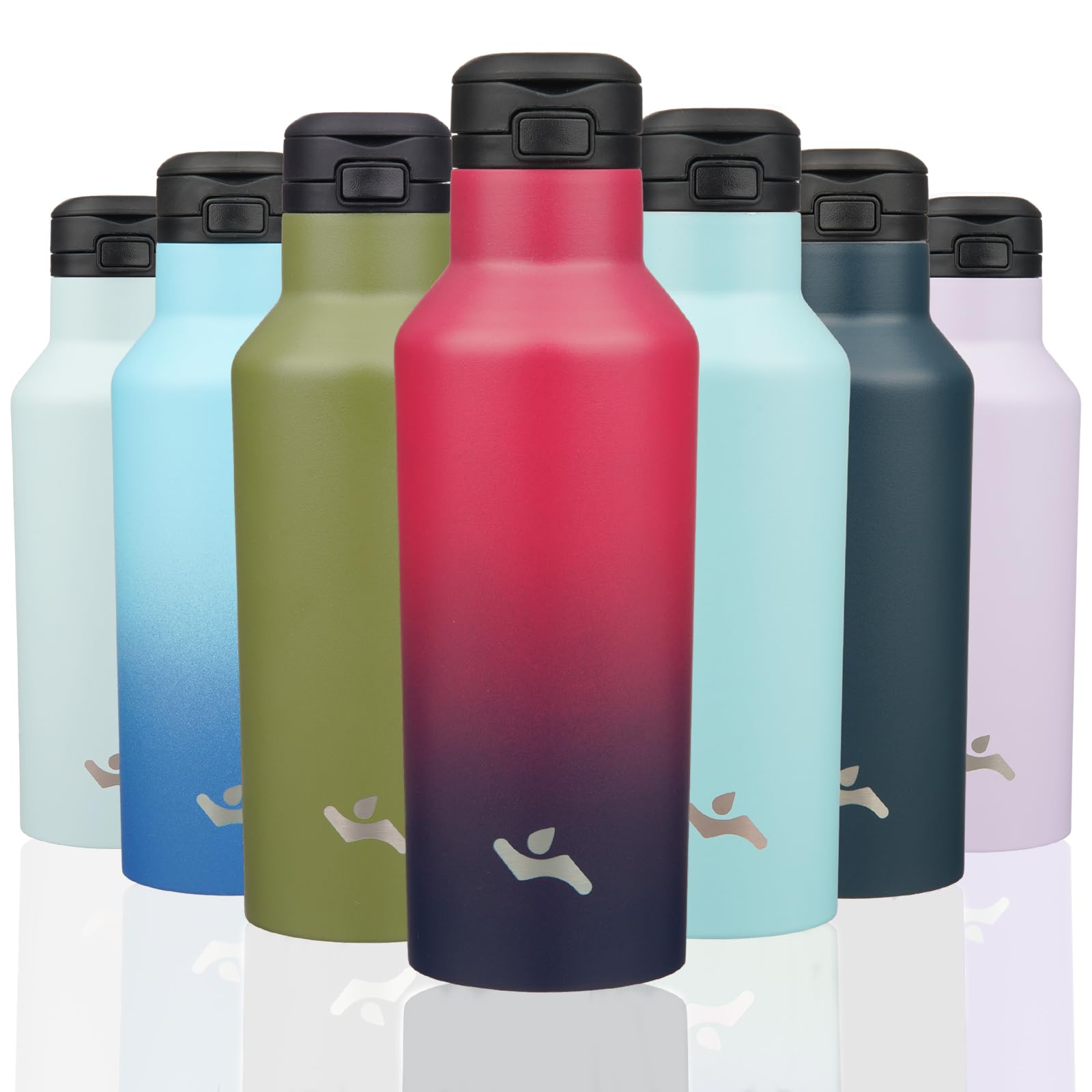 Insulated Water Bottle with Straw,17 OZ Double Wall Vacuum Stainless Steel Water Flask with 2 Lids,Glamour Red