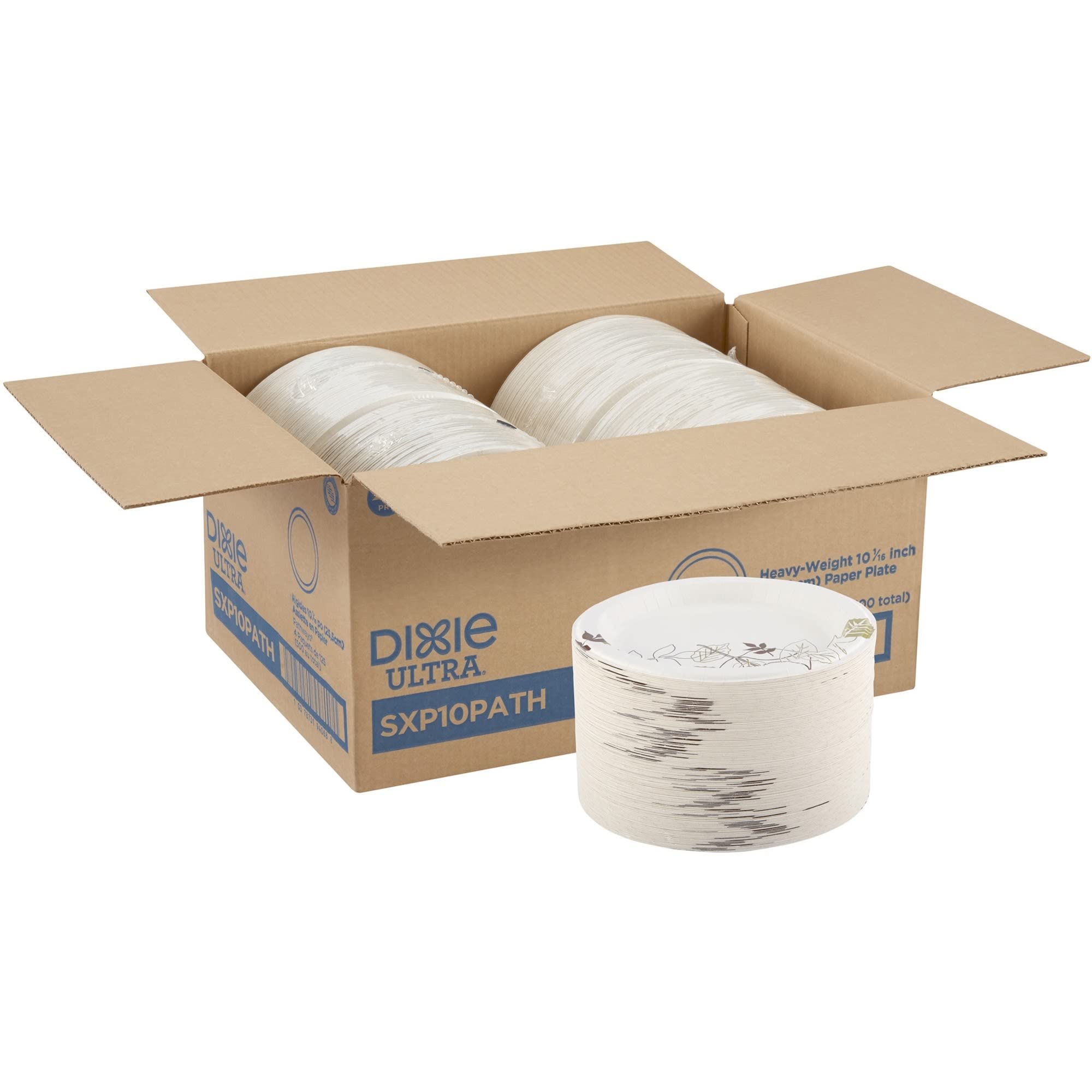 Dixie Ultra Heavy-Weight 10 Inch Paper Plates, 500 Count Bulk Pack (125 Plates Per Pack, 4 Packs Per Case) - Ideal For Home, Res