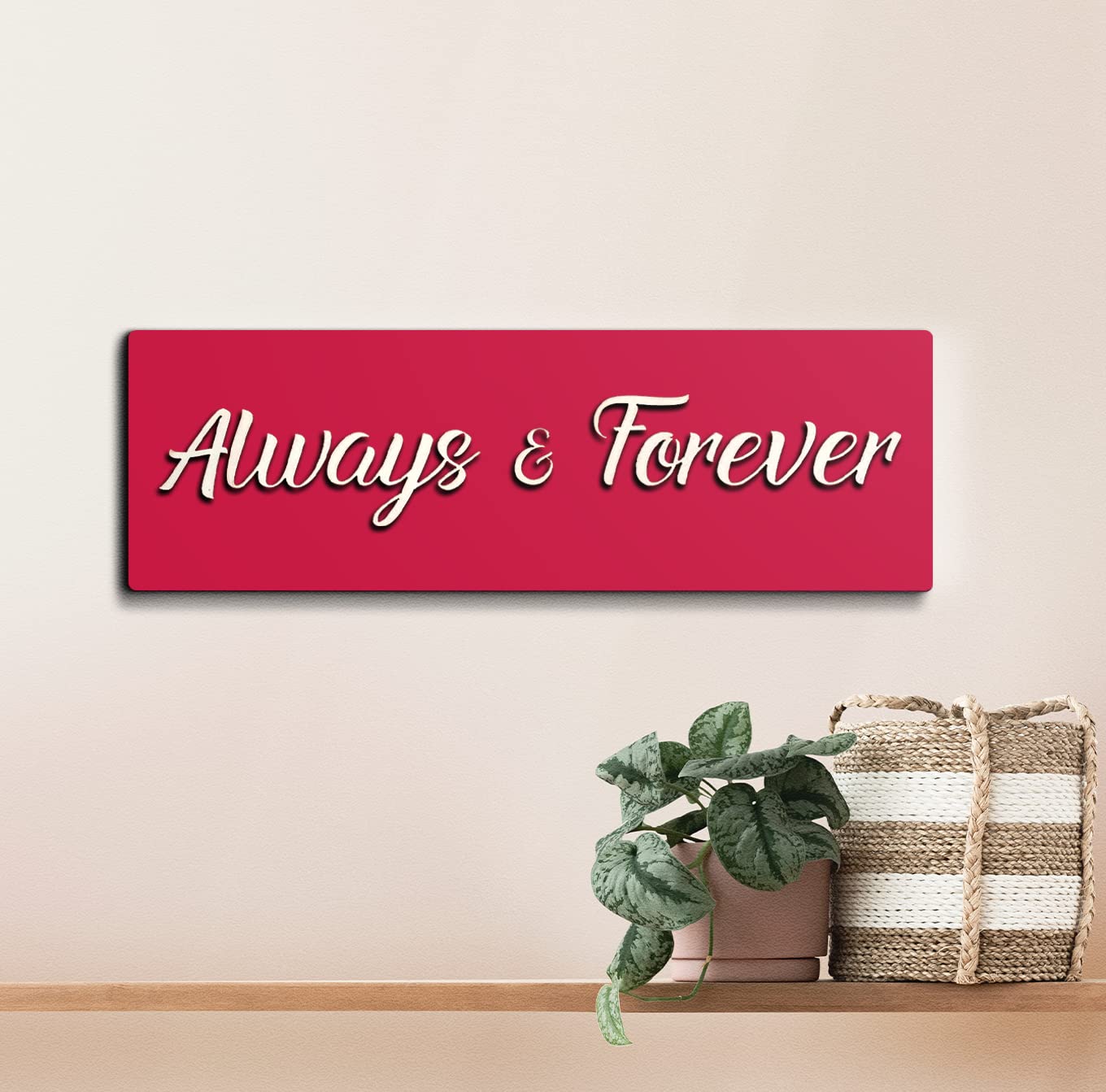 Chalk My Theme Always & Forever Quote Red Wooden Wall Art Valentine Gift For Boyfriend, Girlfriend, Husband, And Wife Valentine