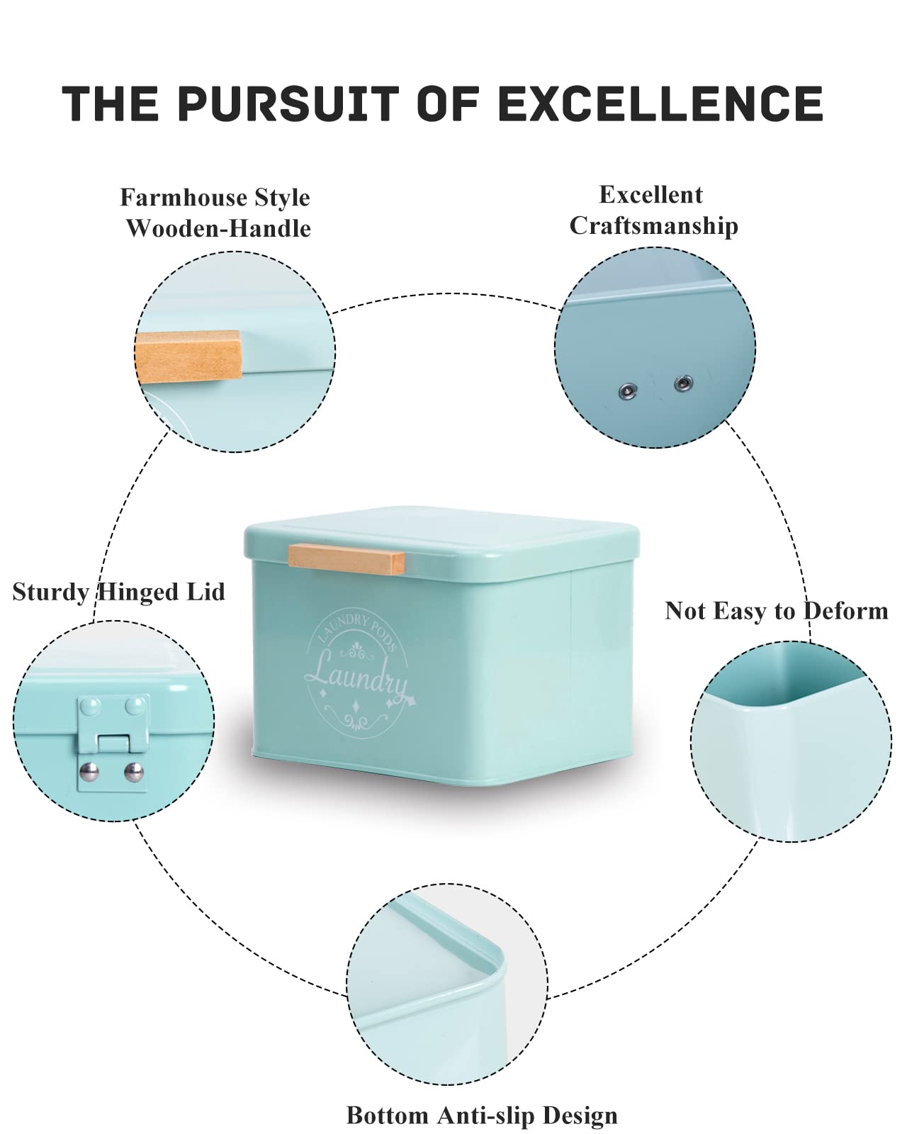 Laundry Pods Container With Hinged Lid. Farmhouse Metal Laundry Pods Holder Container For Laundry Room Decor. Modern Laundry Roo