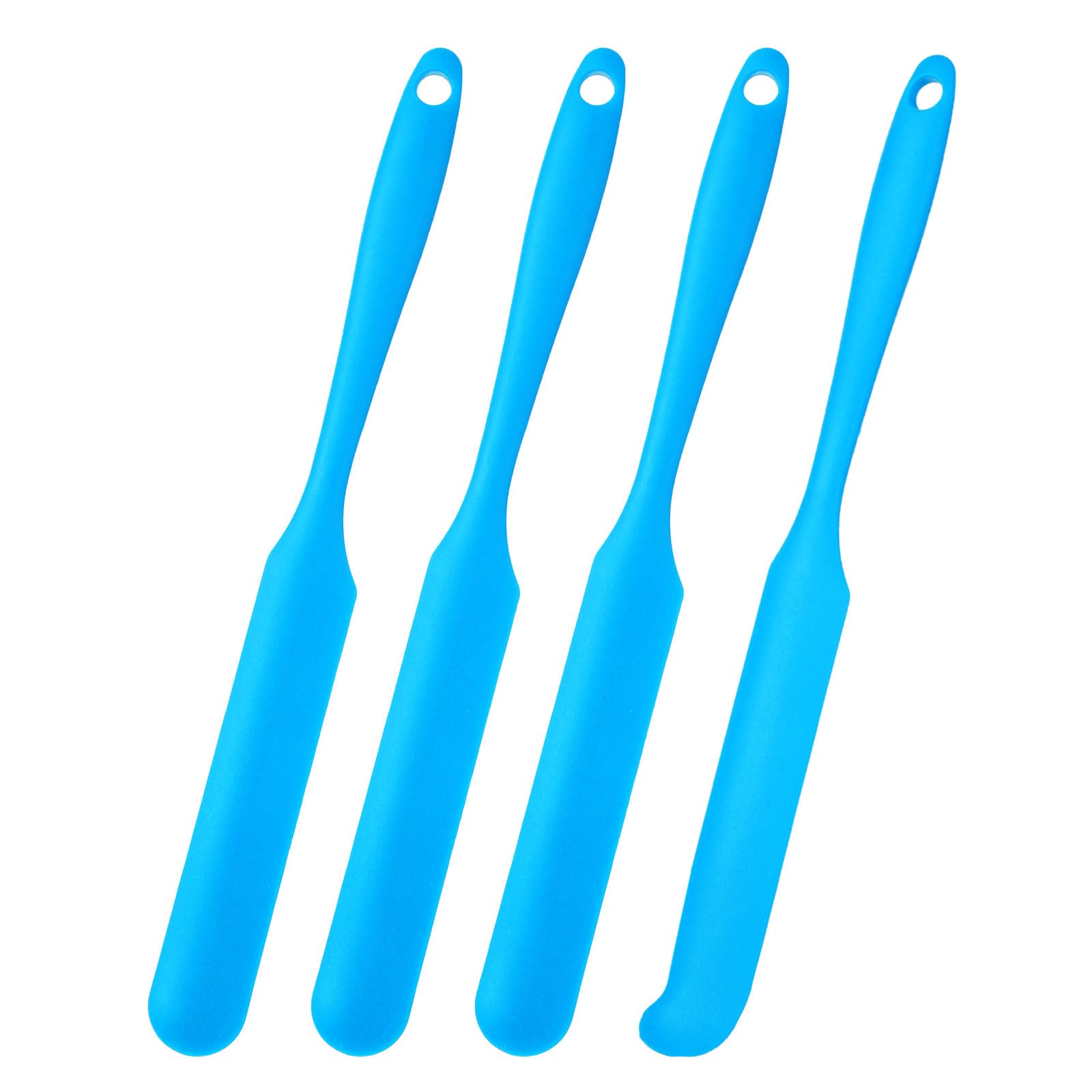 uxcell 4Pcs Silicone Jar Spatula, Heat Resistant Jam Spreader NonStick Silicone Scraper Spatula with Long Handle for Jars, Bott