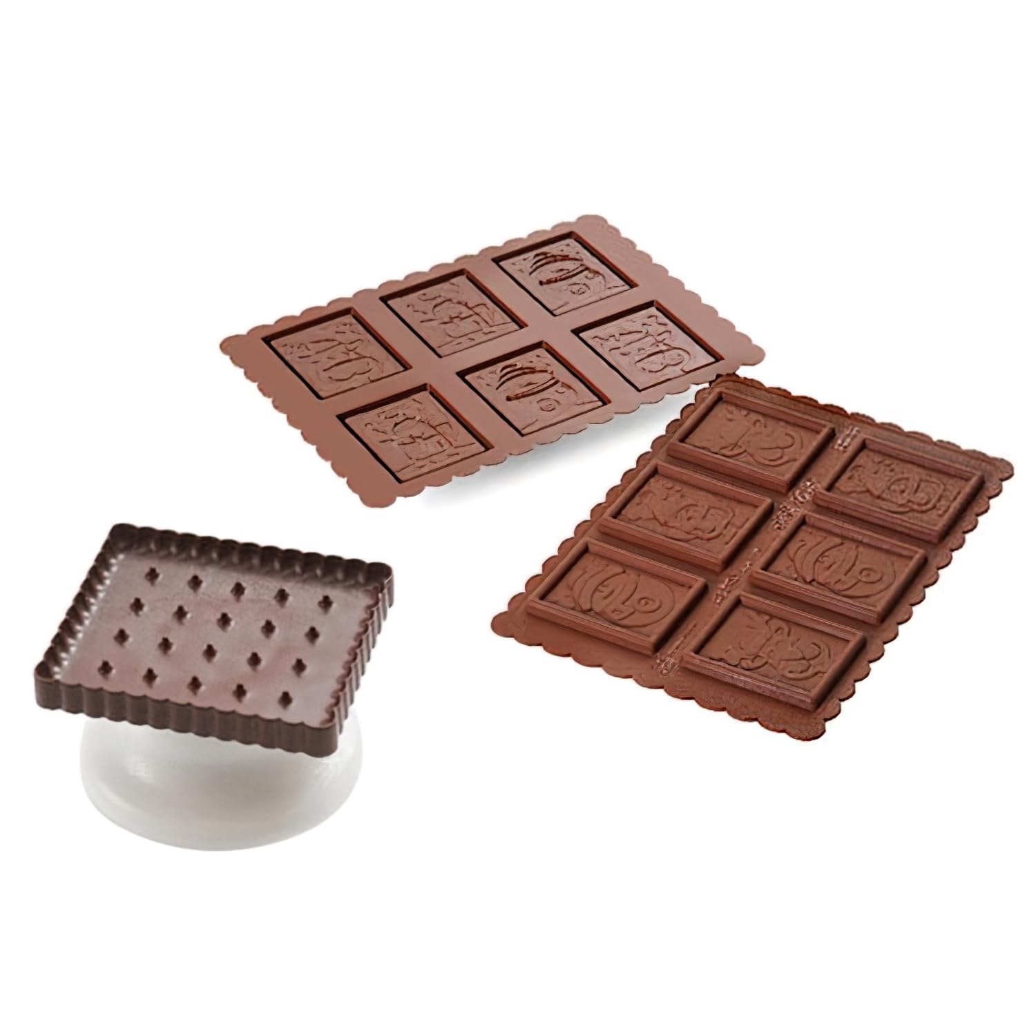 Silikomart 22.161.77.0065 Kit For Preparing Biscuits Topped With Chocolate, Brown And White