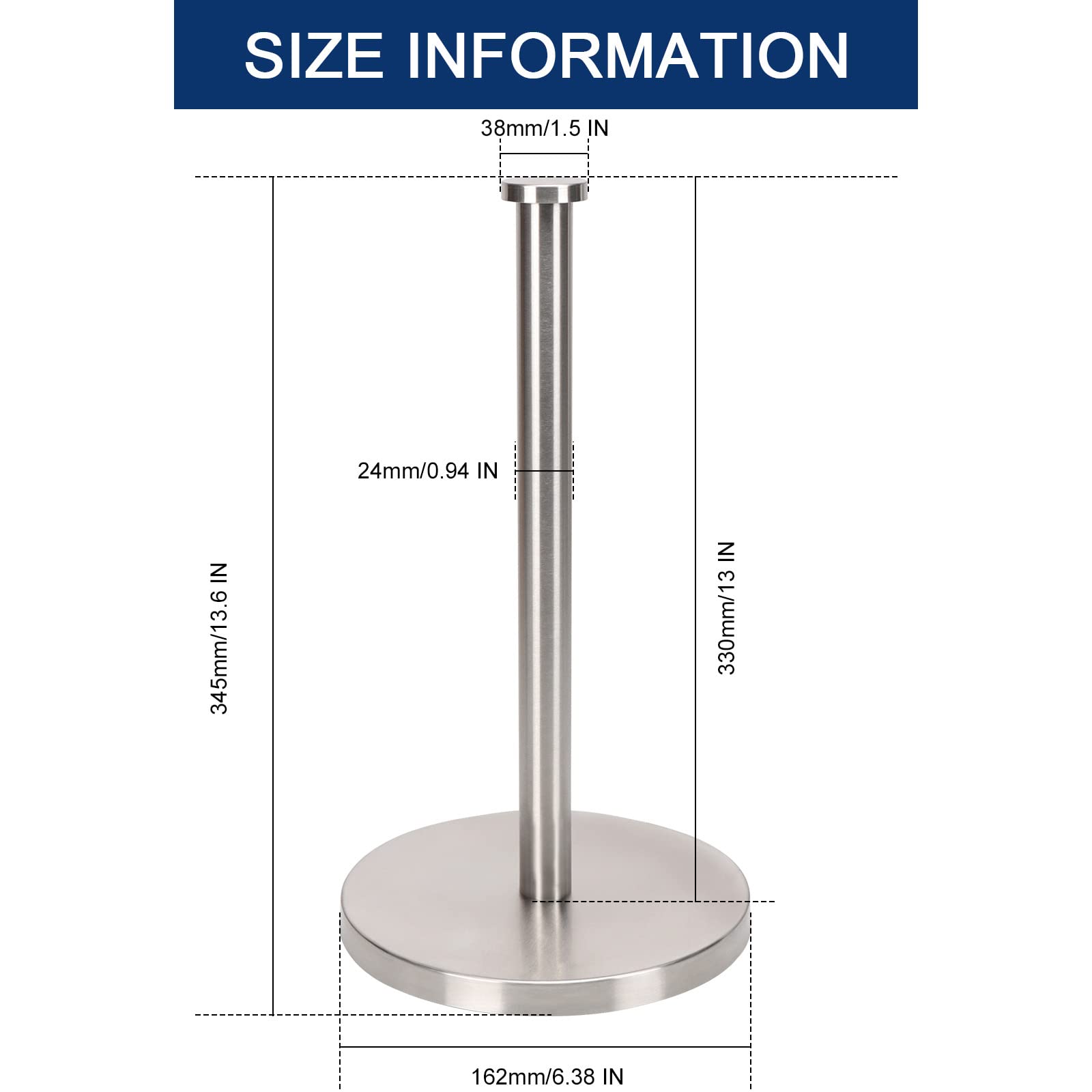 Nearmoon Standing Paper Towel Holder, Kitchen Paper Towel Roll Holder- For Bathroom Kitchen Countertop, Standard Or Jumbo-Sized