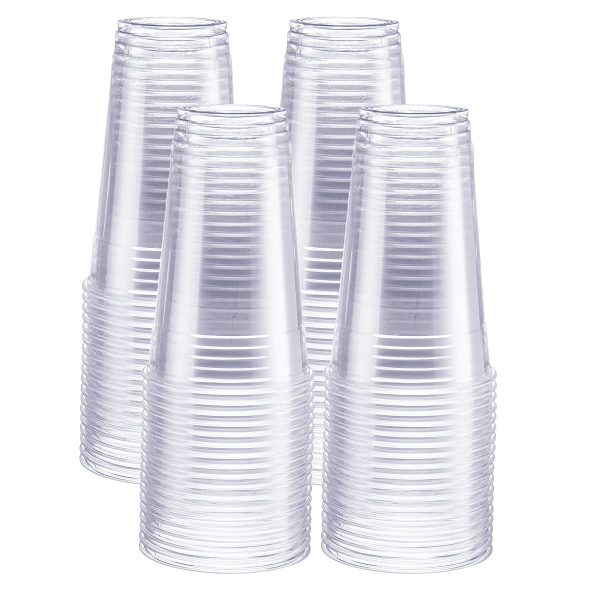 Comfy Package [24 Oz. - 100 Pack Crystal Pet Clear Plastic Cups For Party - Ideal For Cold Beverages, Smoothies, And Parties
