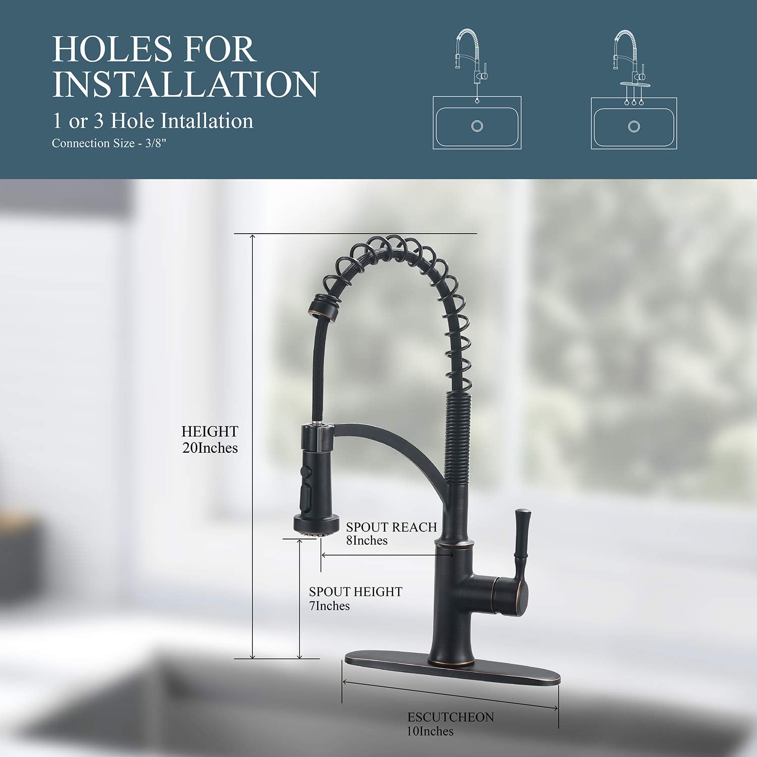 GUUKAR Bronze Kitchen Faucet with Pull Down Sprayer  Oil Rubbed Bronze Single Handle High Arc Commercial Farmhouse Kitchen Sink Faucet with Deck Plate