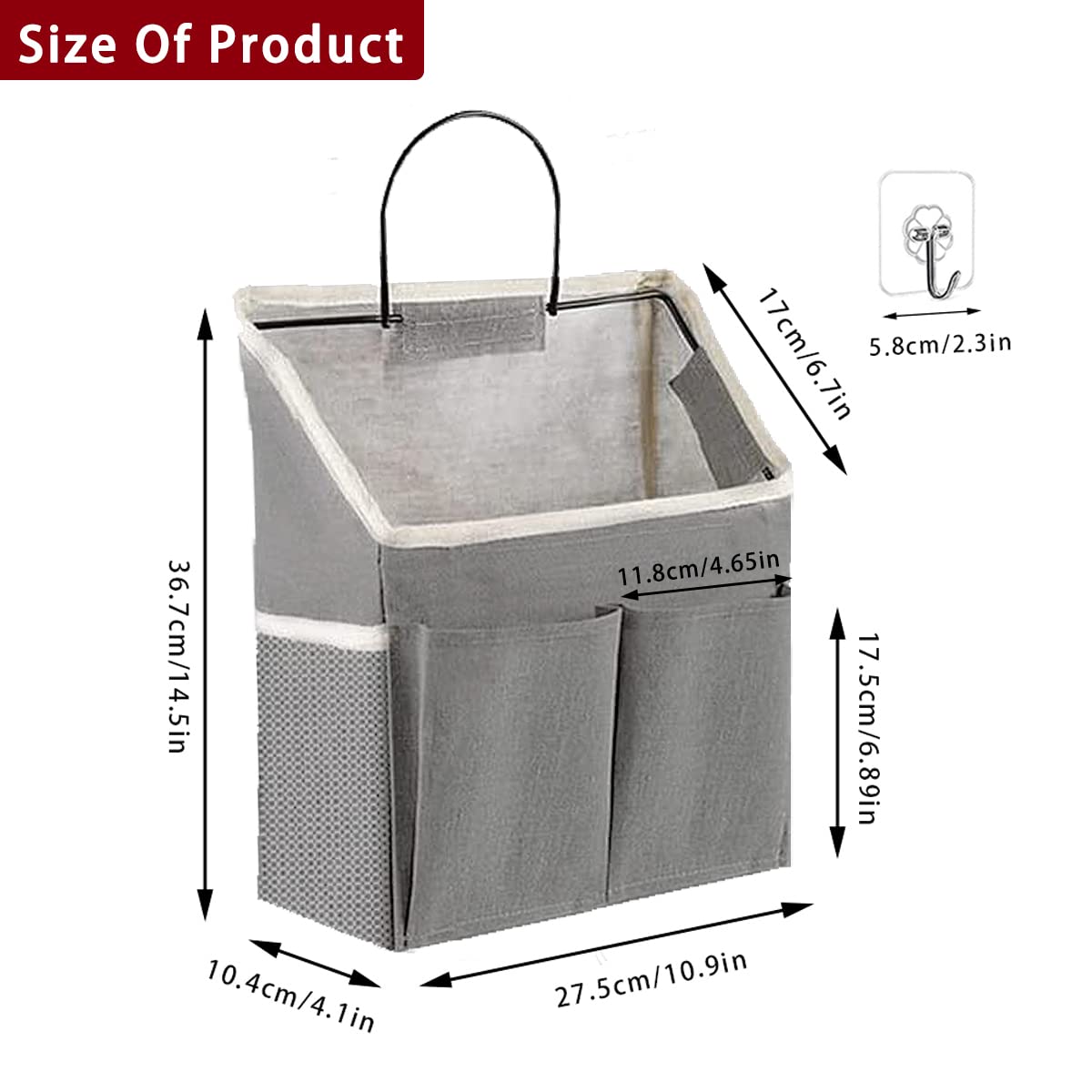 Fantasyon 2 Pack Wall Hanging Storage Bag Large Hanging Storage Basket With Pockets Linen Cotton Fabric Waterproof Door Hanging
