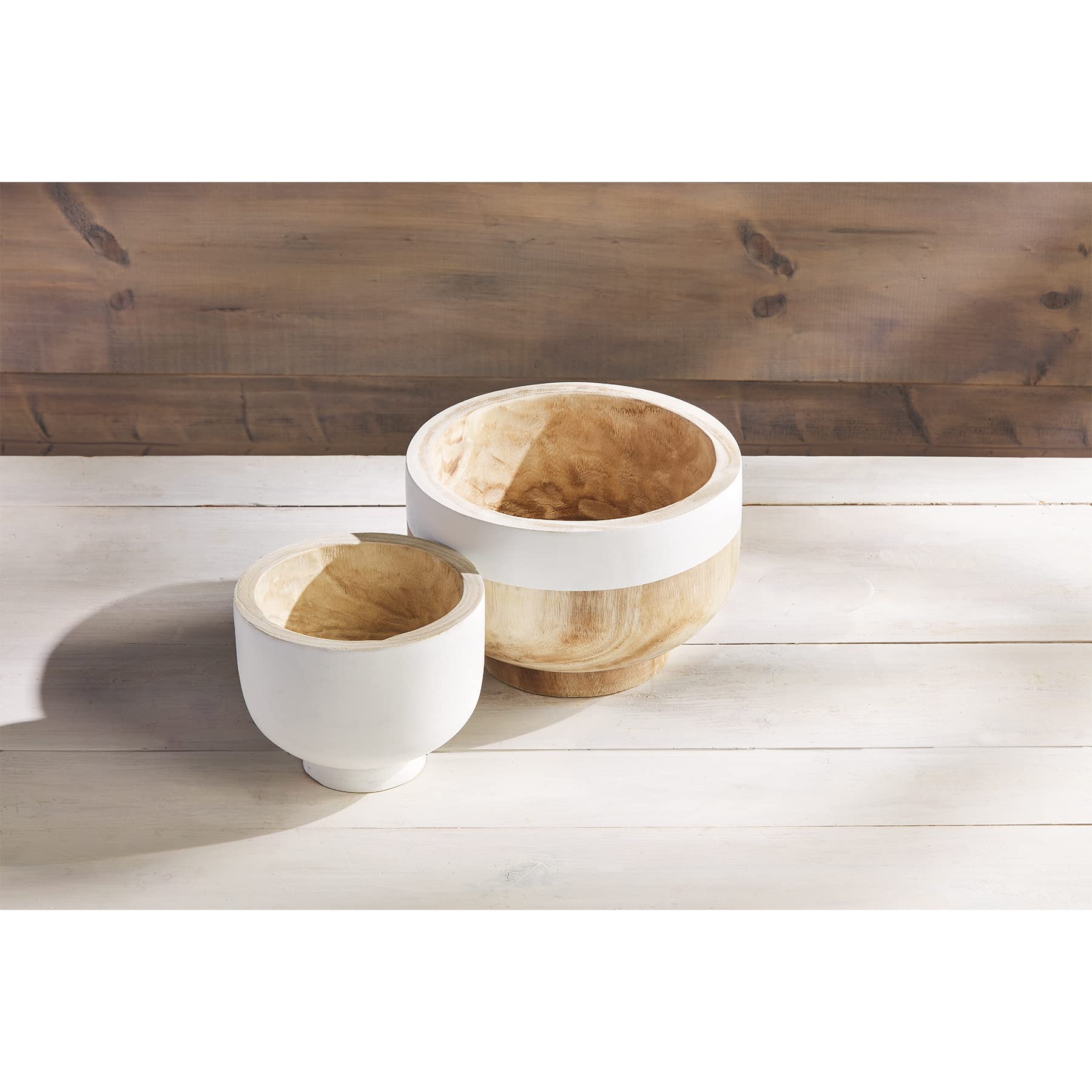 Mud Pie Paulownia Nested Bowl Set, Natural, Small 6'' X 9'' Dia | Large 7 1/4'' X 11'' Dia