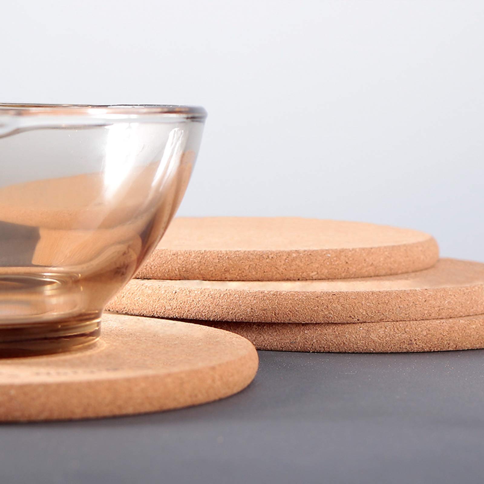 Crchom Cork Trivet 8 Pack Round Cork Hot Pads For Dishes 8'' X 0.4'' High Density Thick, Cork Hot Pads For Kitchen, Heat Resista