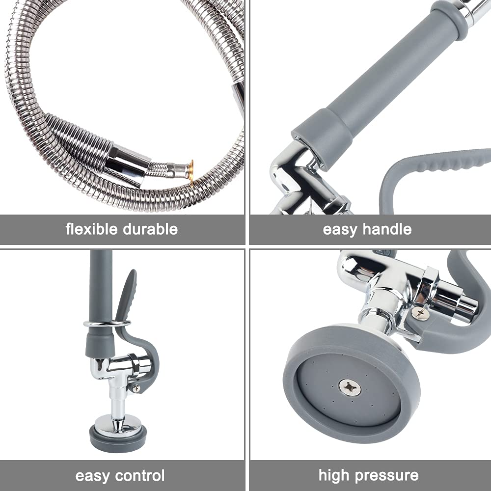 Kwode Pre Rinse Hose With Sprayer Valve 44 Inch Hose With Sprayer Head Replacement Kit Commercial Sink Sprayer Hose For Kitchen