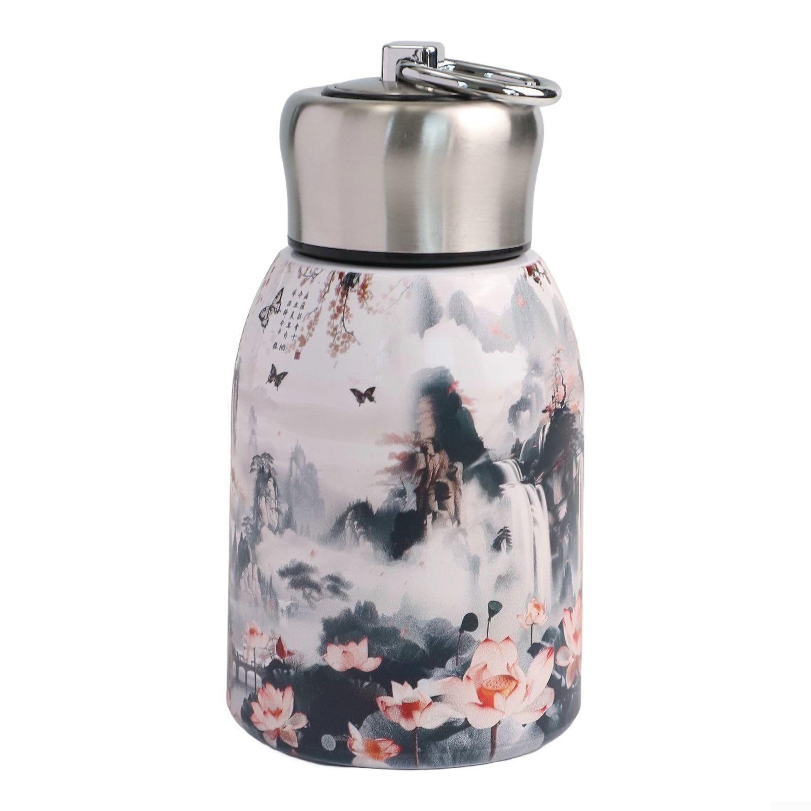 Shophubio Vacuum Insulated Stainless Steel Bottle, 316 Grade Metal For Camping, Small 300ml Travel Flask For Car, Retro Thermal 