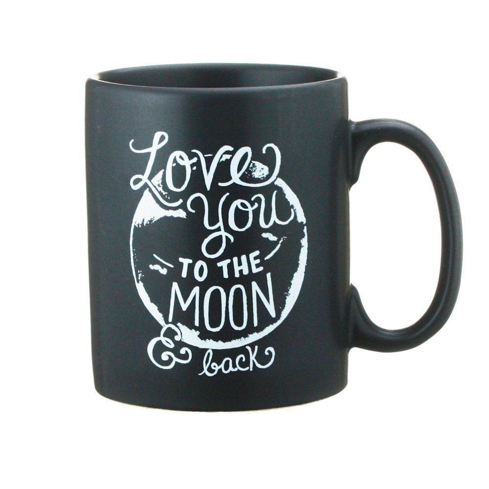 Primitives by Kathy Chalk Art Stoneware Coffee Mug, 20-Ounce, Love You To the Moon and Back