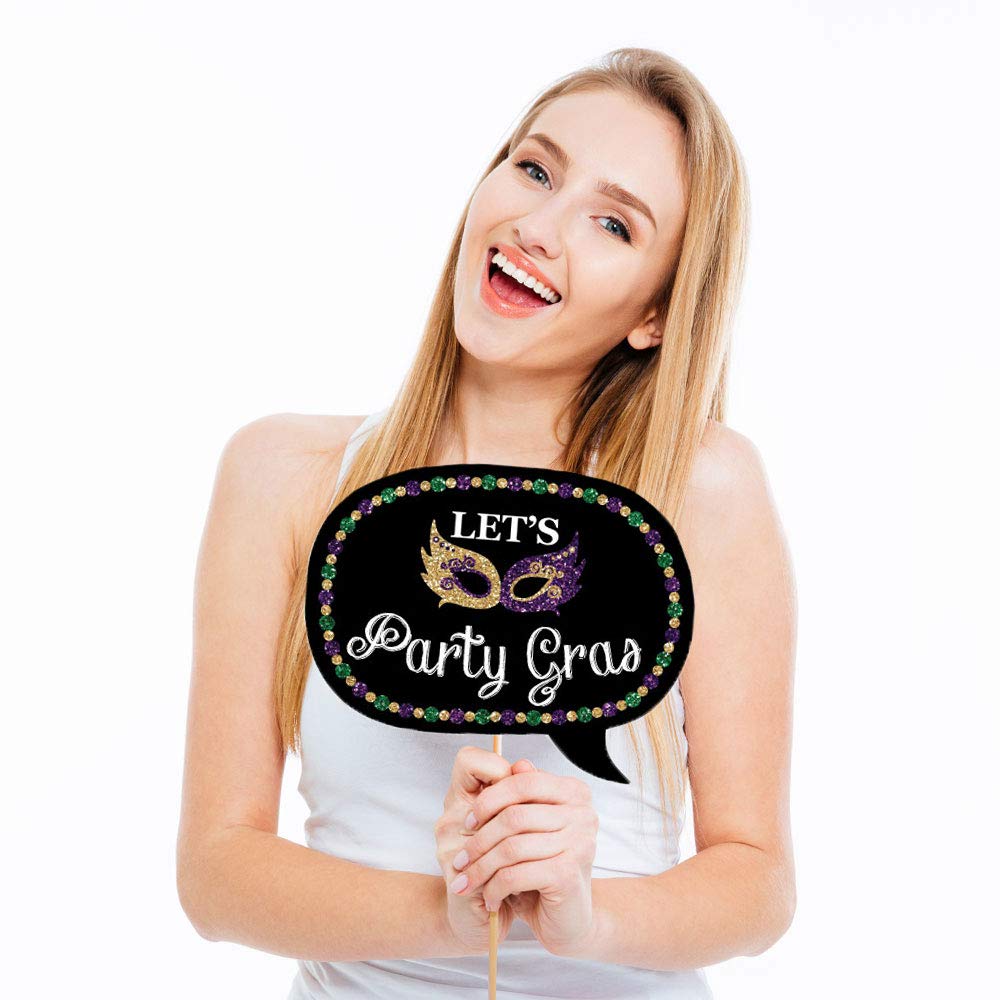 Big Dot Of Happiness Funny Mardi Gras - Photo Booth Props Kit 10 Piece