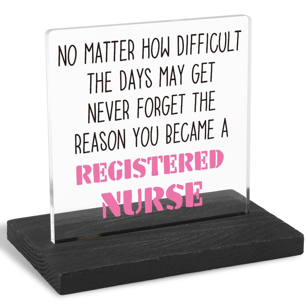 FOUGSTA Nurse Gifts for RN, Appreciation Gift for Nurses Day, Modern Transparent Acrylic Desk Plaque With Inspirational Quotes,