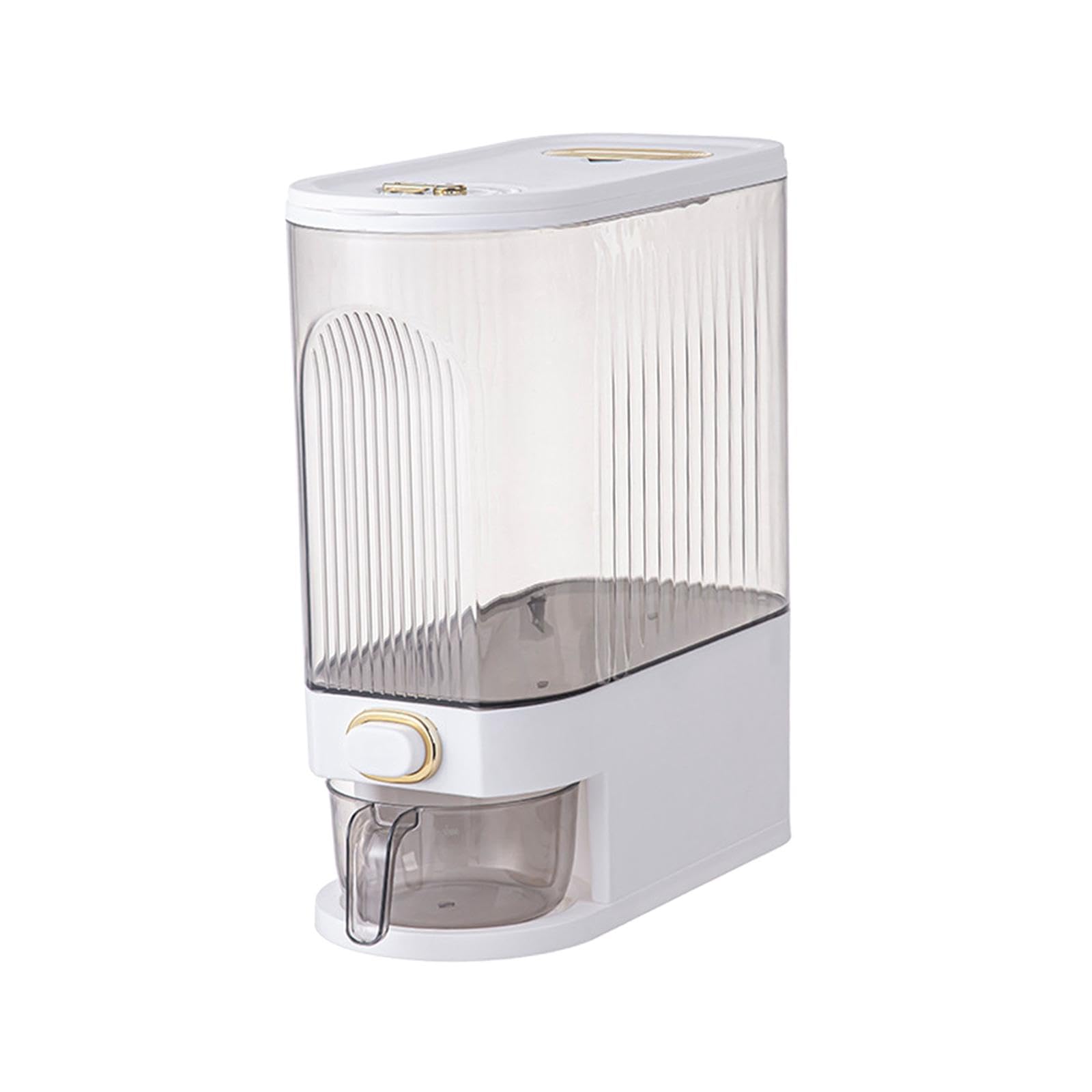 Ujeavette Grain Container Storage Box Airtight Rice Dispenser For Candy Cereal Soybean White Large