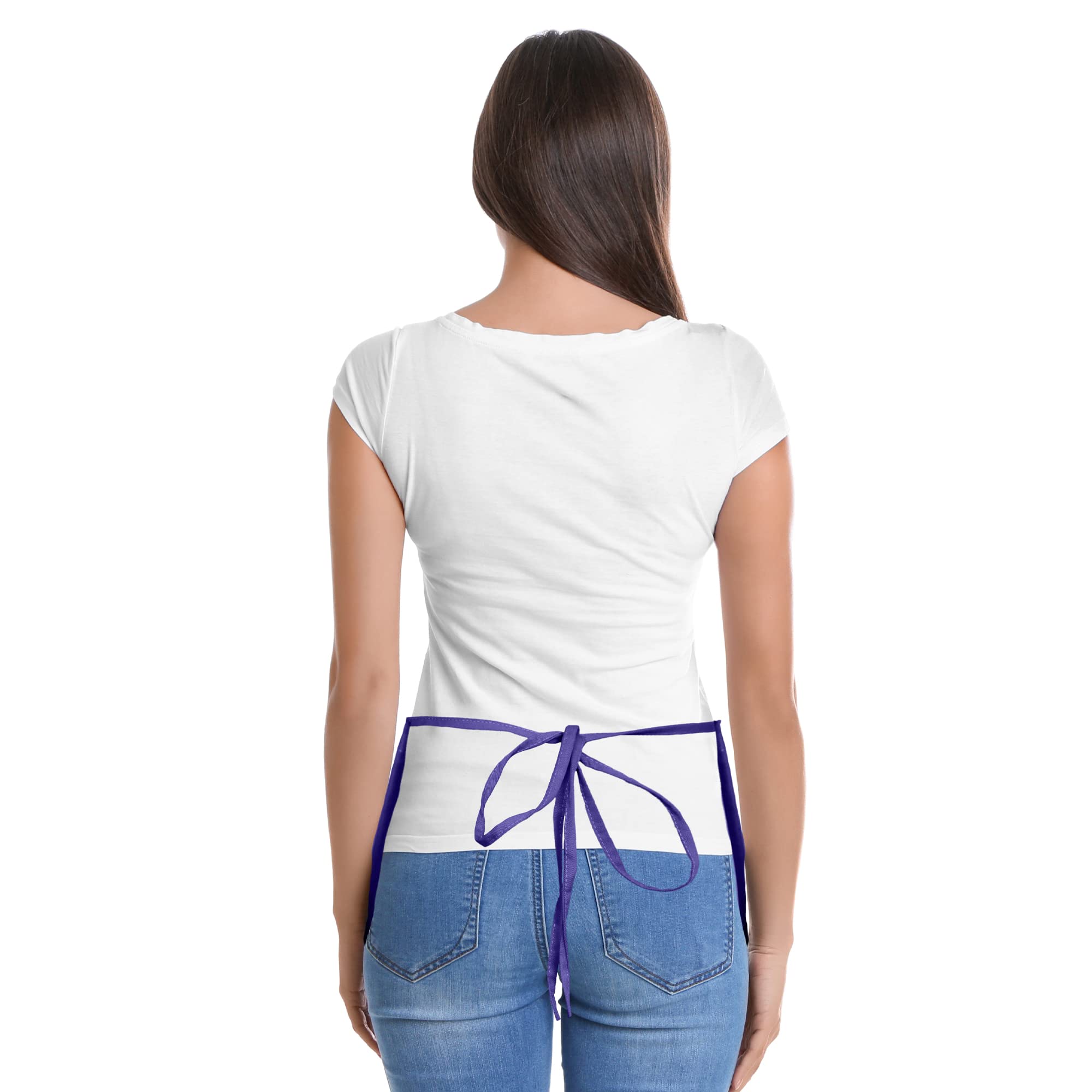 Dalix Waist Aprons Commercial Restaurant Home Bib Spun Poly Cotton Kitchen Pinstripe Purple