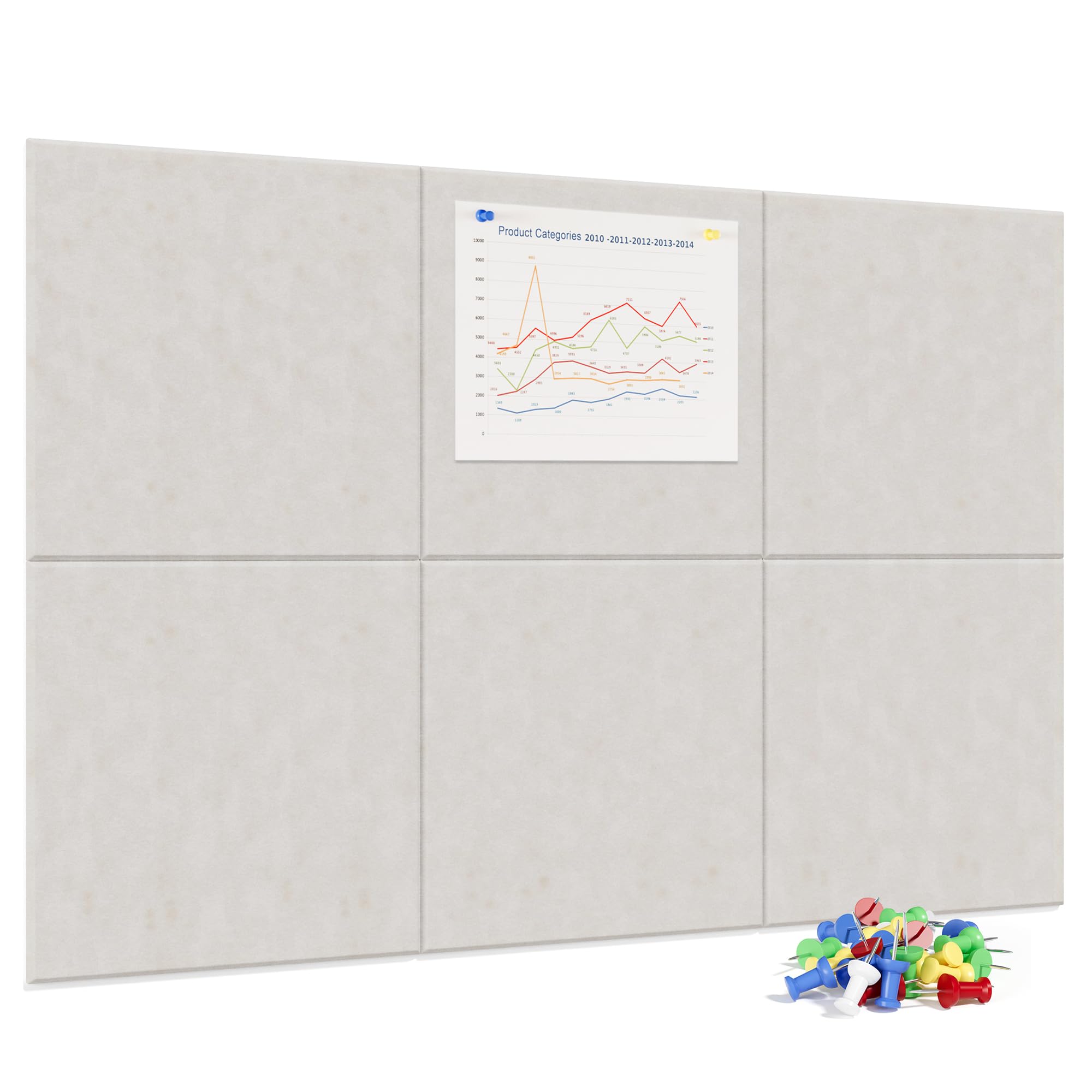 Neatsure Large Cork Board for Wall, 36 x 24 Bulletin Board with Pushpins, 6 Panels Felt Tiles Tack Push Pin Board for Office, Li