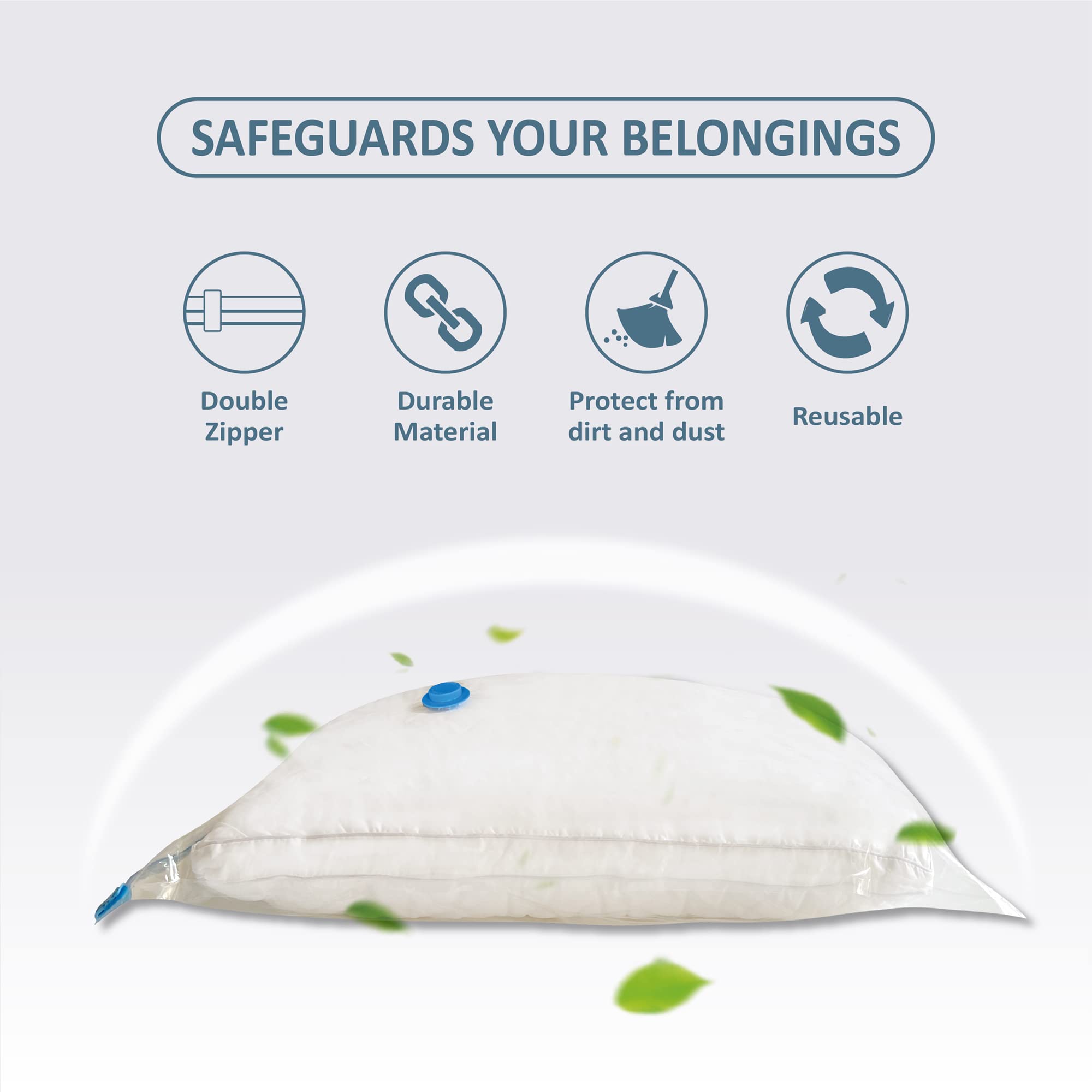 Roomimaster Vacuum Storage Bags - 10 Combo (5 Large/5 Jumbo), Durable PA+PE Material, Includes Pump for Clothes & Bedding