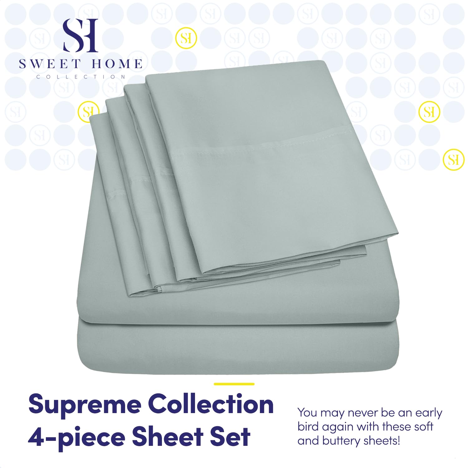 Sweet Home Collection 6 Piece Bed Sheet Set, Twin, Slate
