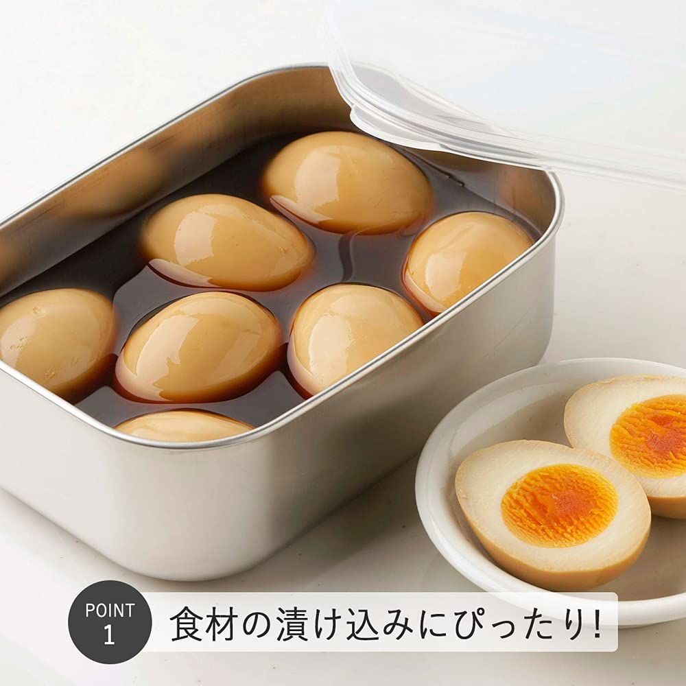 Shimomura Kihan 38871 Tsubame Sanjo Bat Storage Container With Lid, Deep Type, Set Of 2, Stainless Steel, Square, 22.0 Fl Oz (65