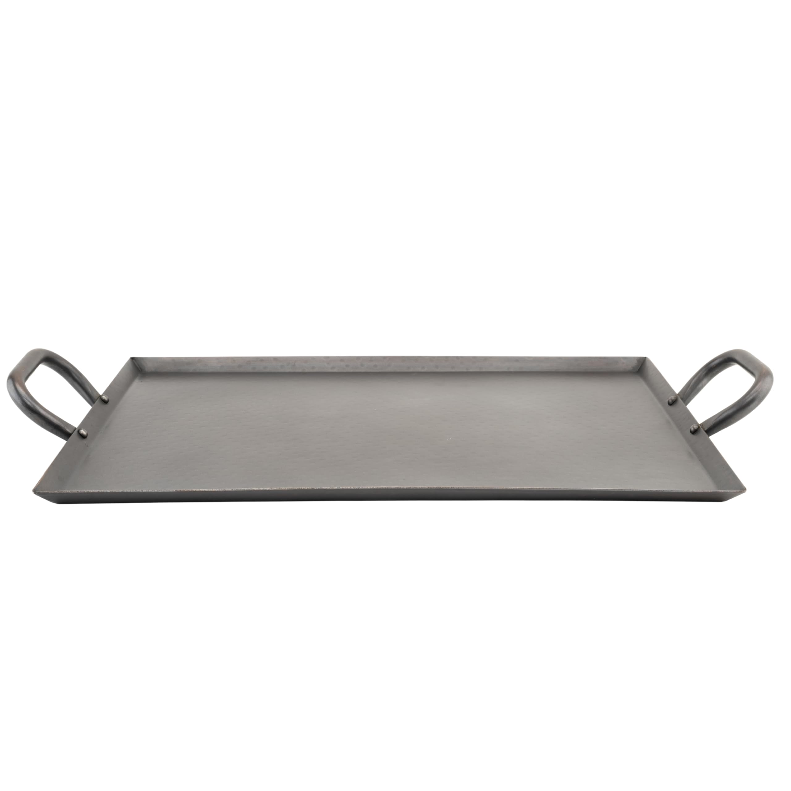 G.E.T. SSTPD-1915-MP Heavy-Duty Metal Serving/Ottoman Tray with Handles, 19 x 15, Mirror Polished Steel