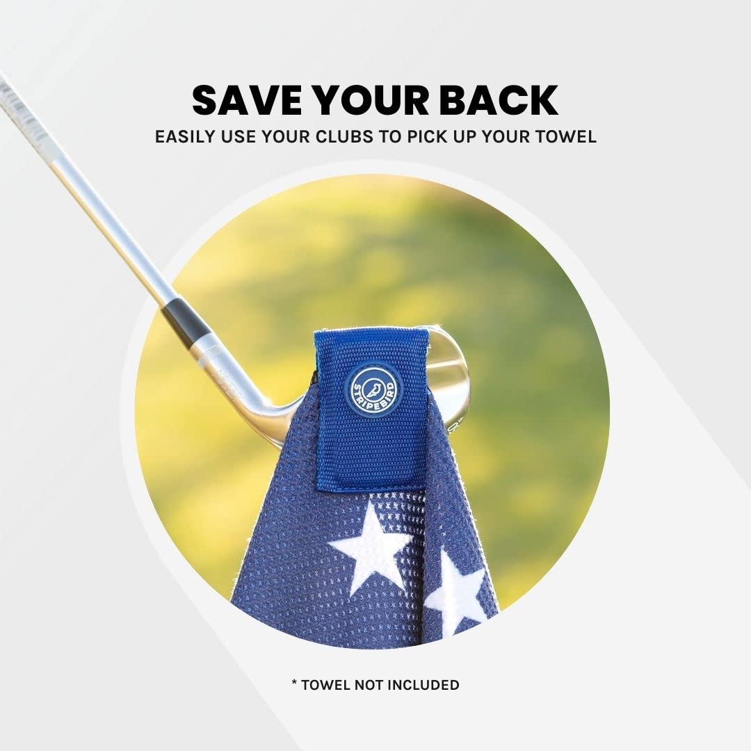 Stripebird - Magnetic Clip for Any Golf Towel (Royal Blue) - Highest Strength Magnet - Easily Access Golf Towel While You Golf - Attaches to Golf Cart  Clubs or Golf Hub - Removable from Towels