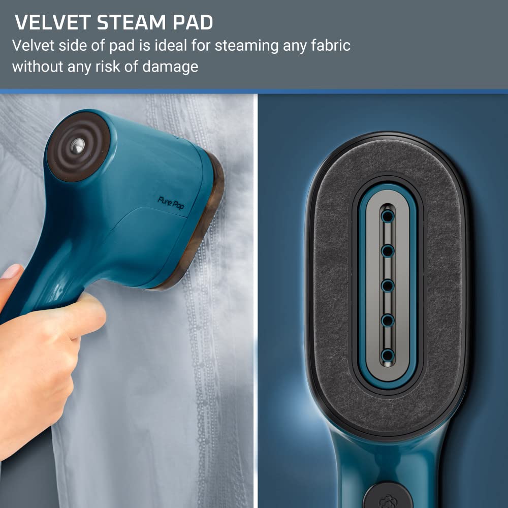 Rowenta, Steamer For Clothes, Purepop Handheld Steamer, 1.5 Lbs, 15 Second Heatup, 2.3 Oz Capacity, 1150 Watts, Ironing, Blue Cl