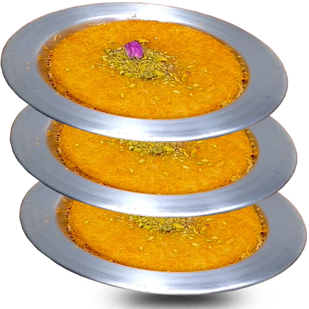 Frigya Kunefe Plate - Cooking And Serving Plates For Shredded Kadaifi, Kunafa Knafe Knafeh Phyllo, Fillo Dough Pan - Set Of 3 Si