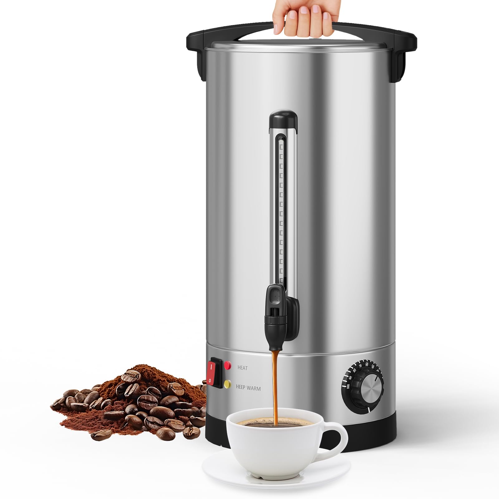 Garvee 110 Cups Commercial Coffee Urn, 16 L/4.2 gal Large Capacity Stainless Steel Hot Coffee Maker, Double Wall Heat Retention 