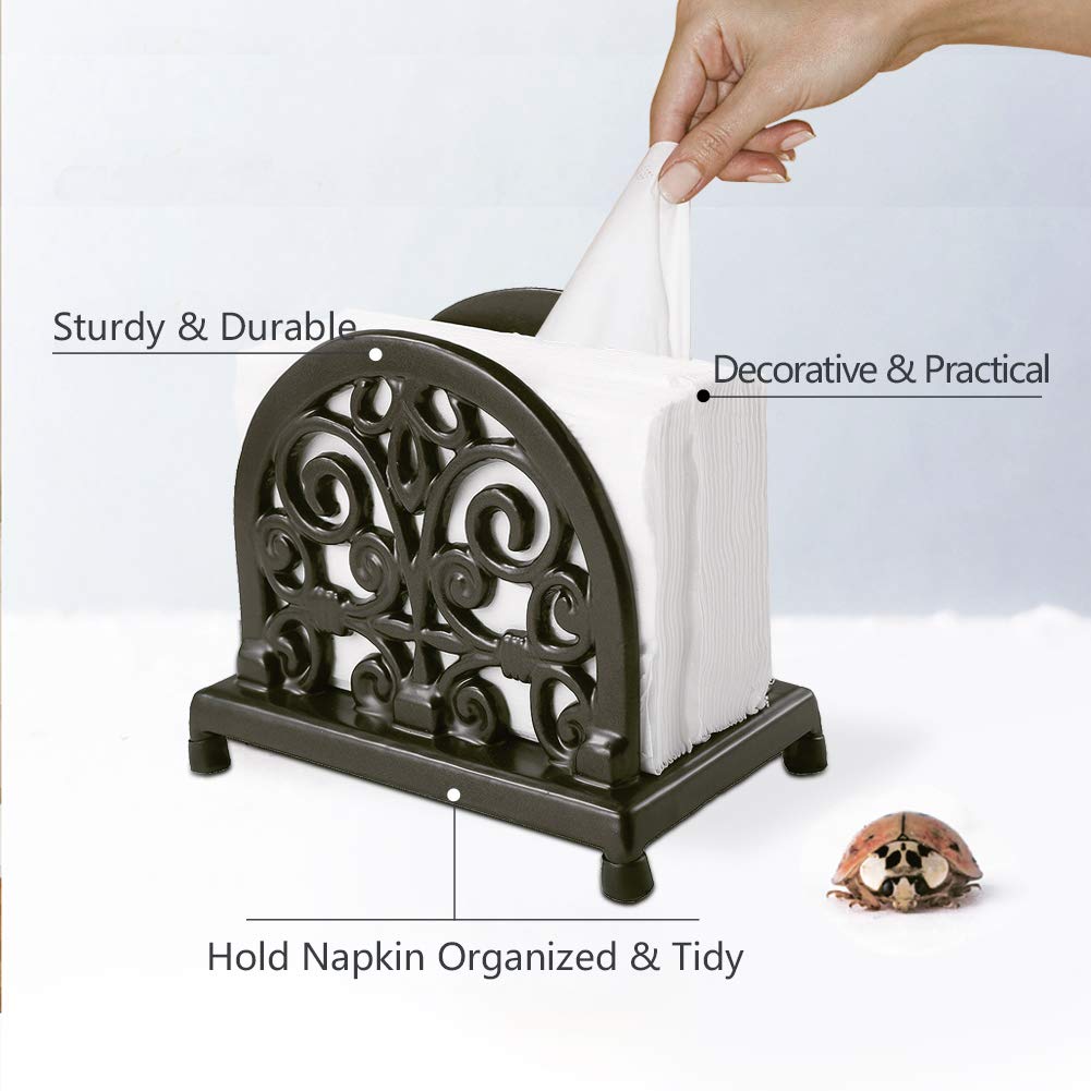 Vintage Metal Napkin Holder, Cast Iron Napkin Holder Organizer For Kitchen Restaurant Table Home Decor, Coffee Gold Color