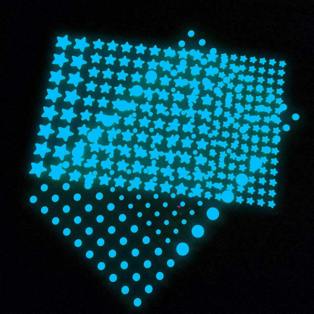 1230 PCS Ultra Glow in The Dark Stars Wall Stickers  3D Adhesive Dots Decor Starry Sky Decor for Kids Bedroom or Birthday Gift Beautiful Wall Decals - Sky Blue