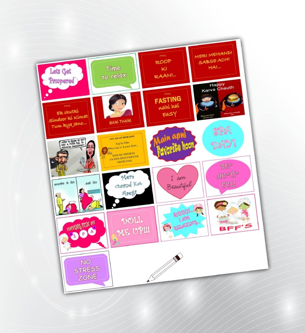 PartyStuff Karwachauth Theme Props  Karwachauth Speech Bubbles 1 (21 Cards)