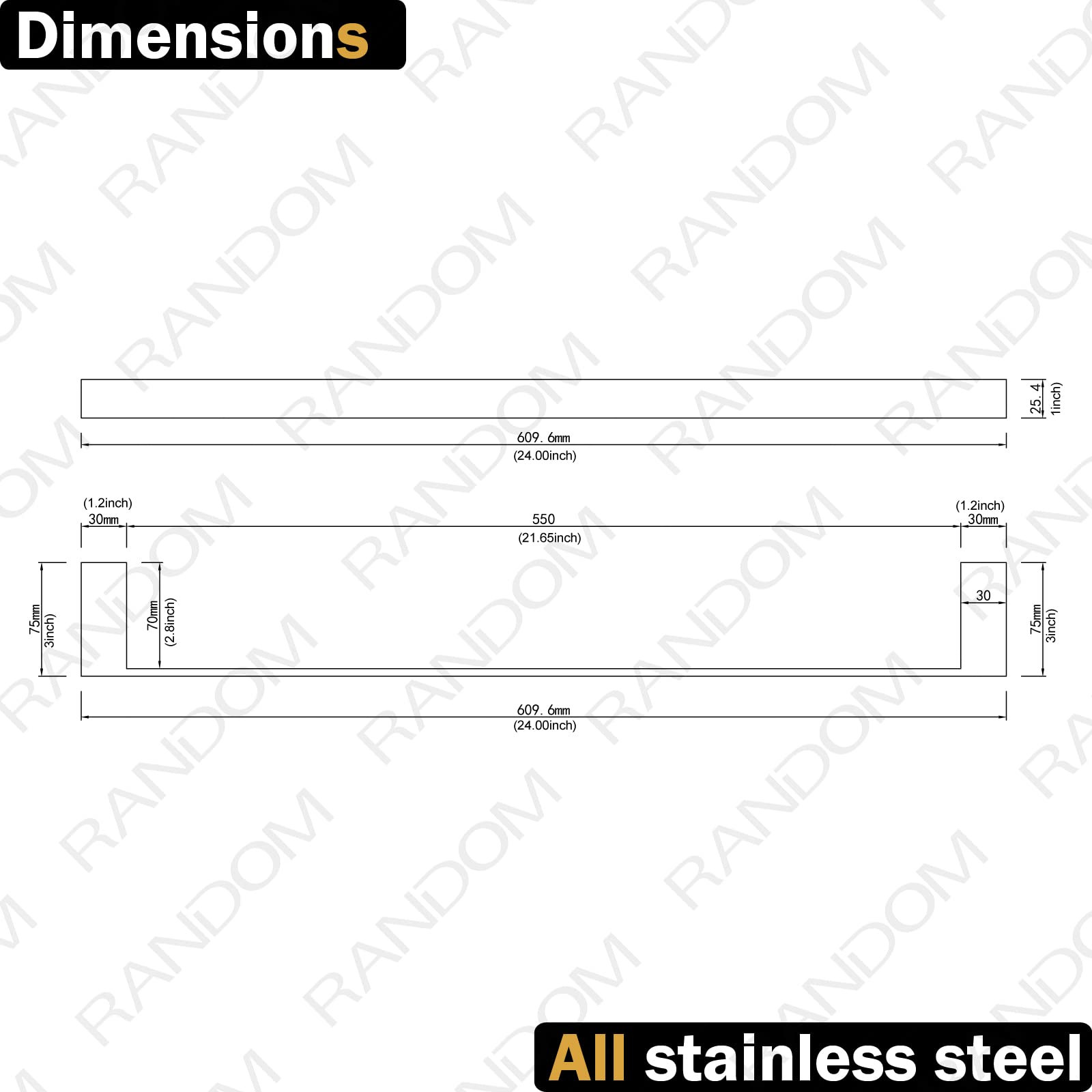 Random Brushed Gold Towel Bar Rack Holder 24 Inch Hand Towel Holder For Bathroom Kitchen Hardware Accessories Wall Mount 96009-2