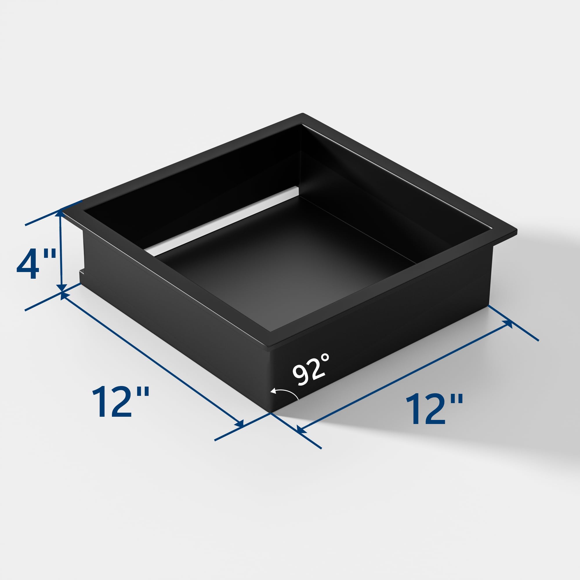 Neodrain Shower Niche, 12''X12'' Matte Black Wall Niche, Stainless Steel Niche With Non-Dimmable Led Light, No Tile Needed Reces