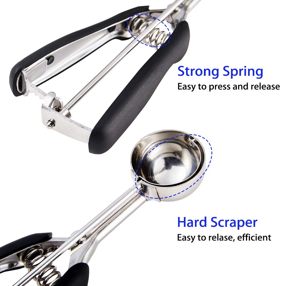 Small Cookie Scoop, 1 Tbsp Cookie Scoop For Baking, Dough Scoop, 18/8 Stainless Steel, Comfortable Grip, For Making Cookie, Melo